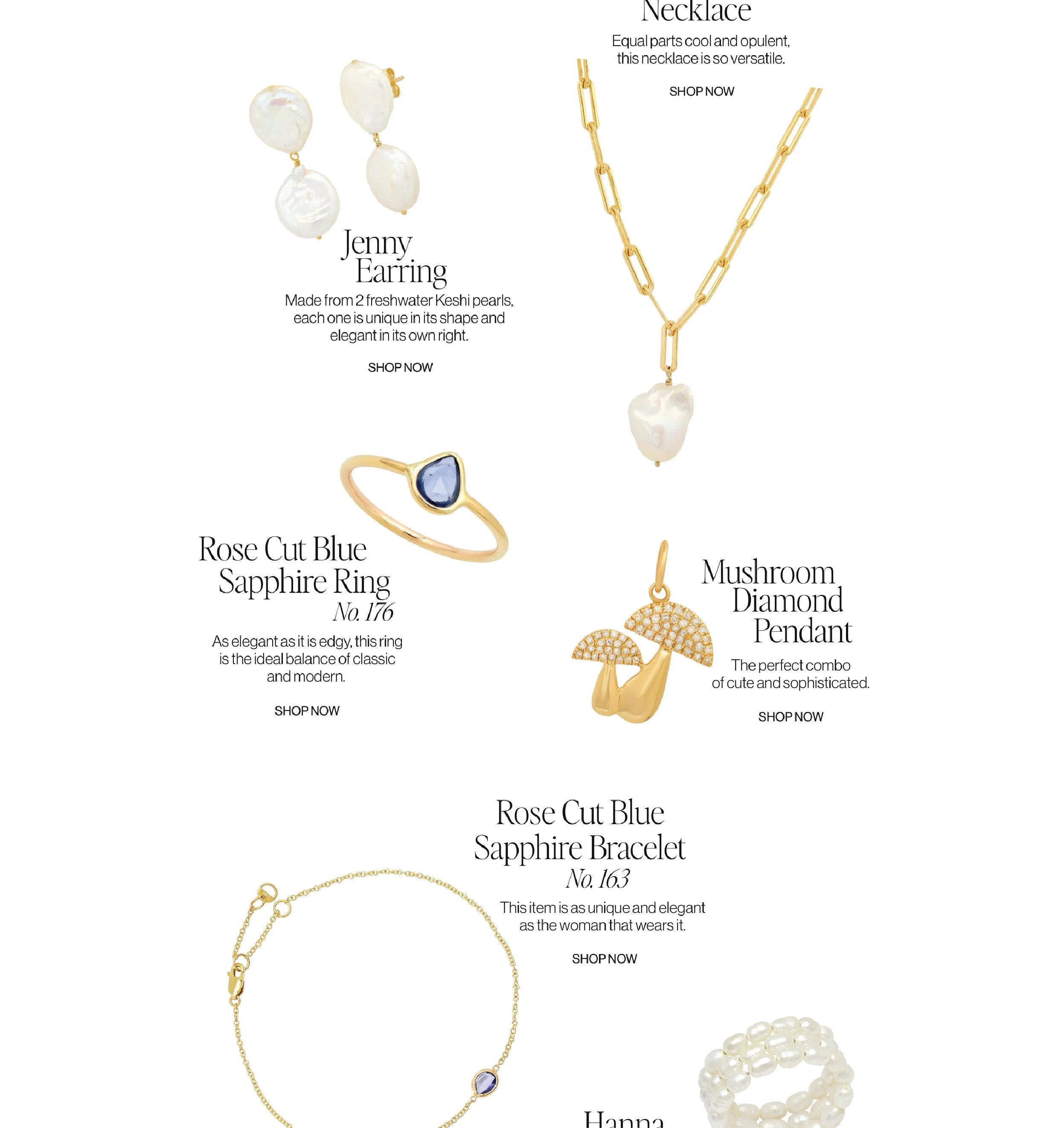 Email design for a jewelry brand.