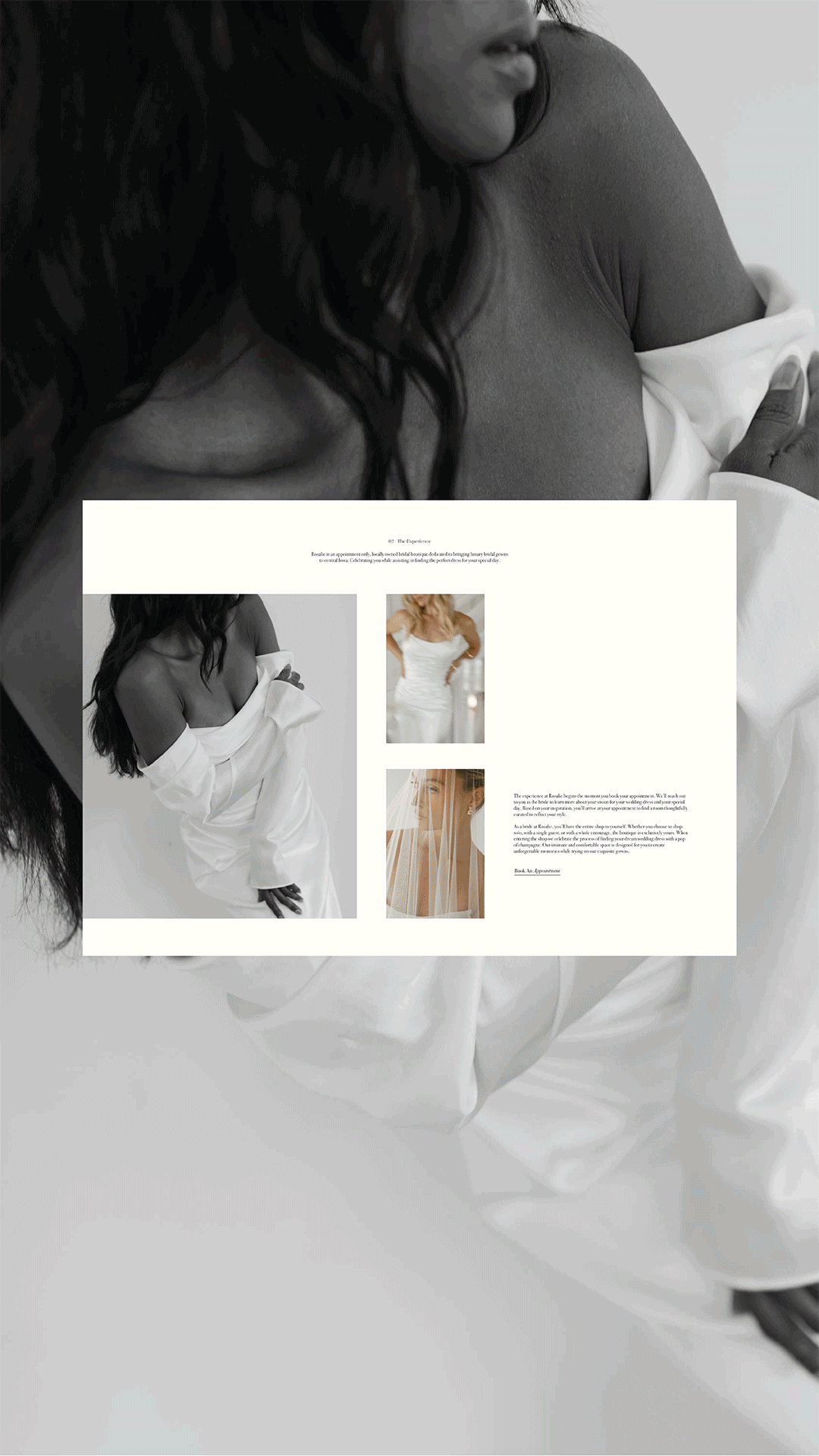 Web design for a bridal boutique.
