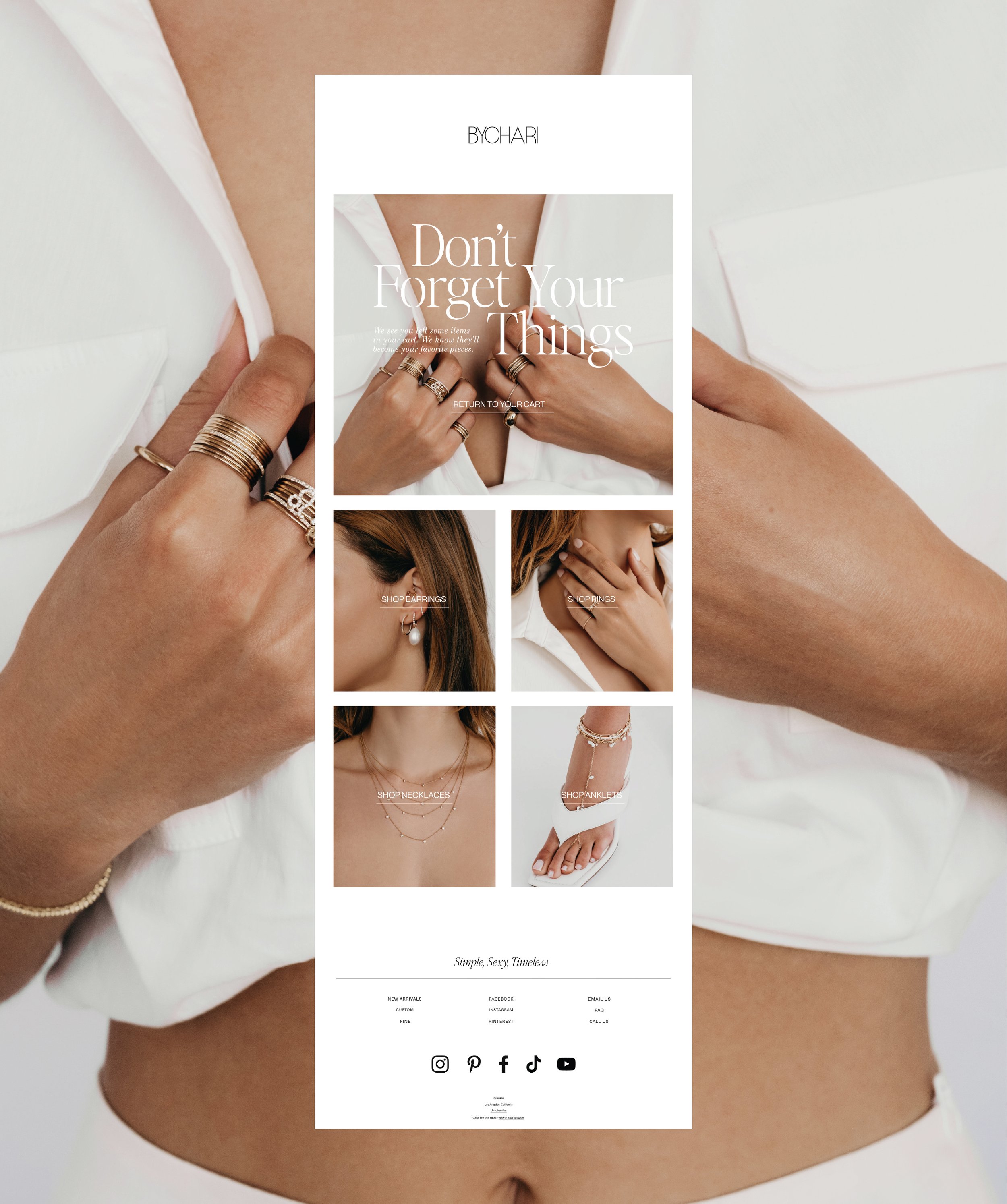 Email design for a jewelry brand.