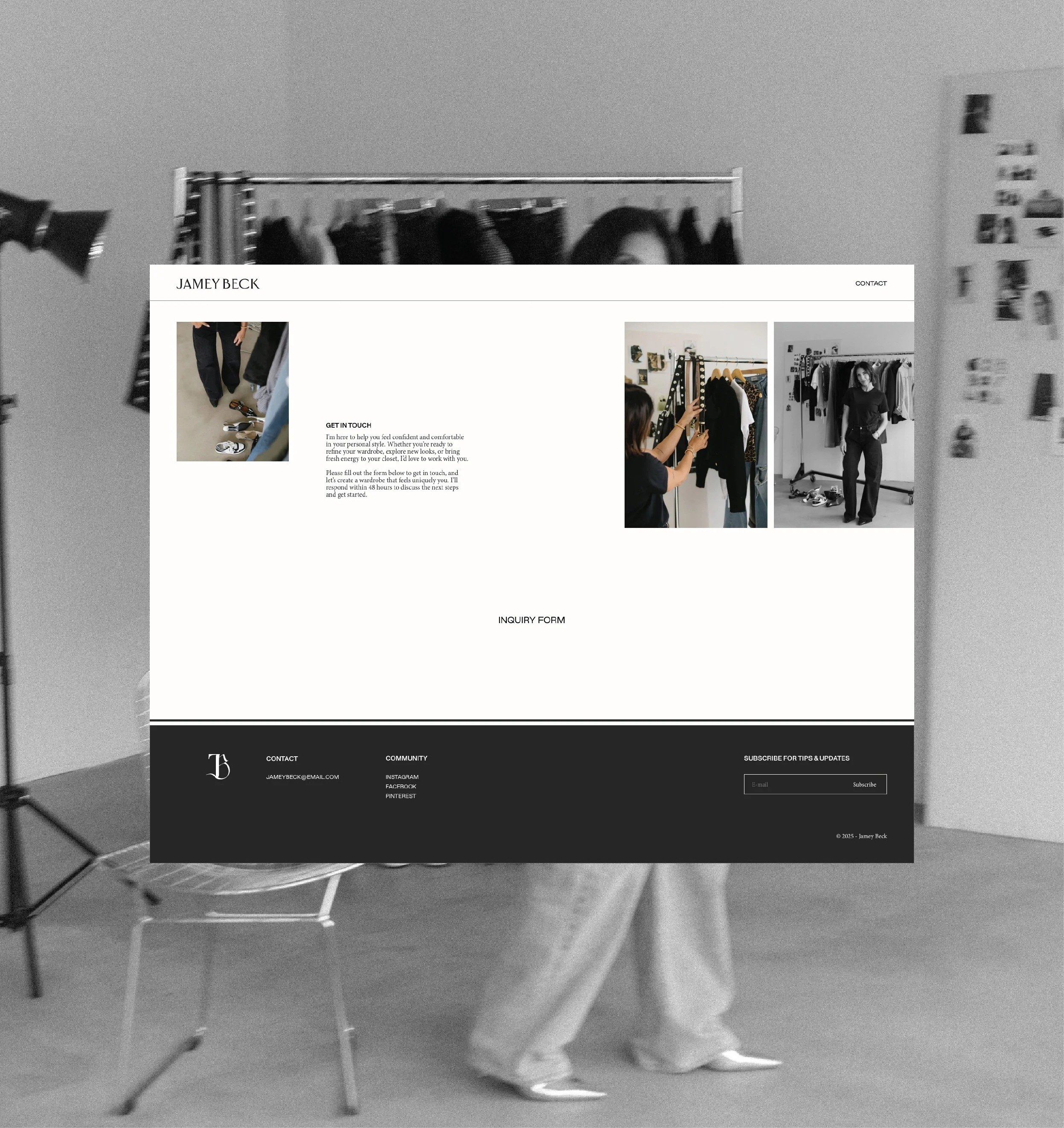 Web design for personal stylist.