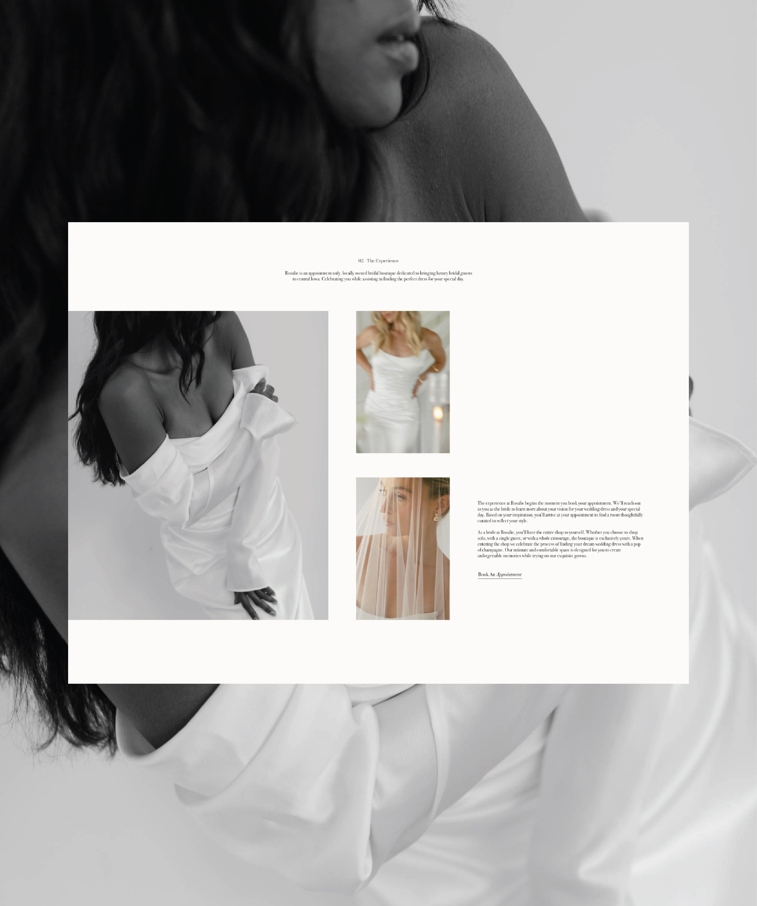 Web design for a bridal boutique.