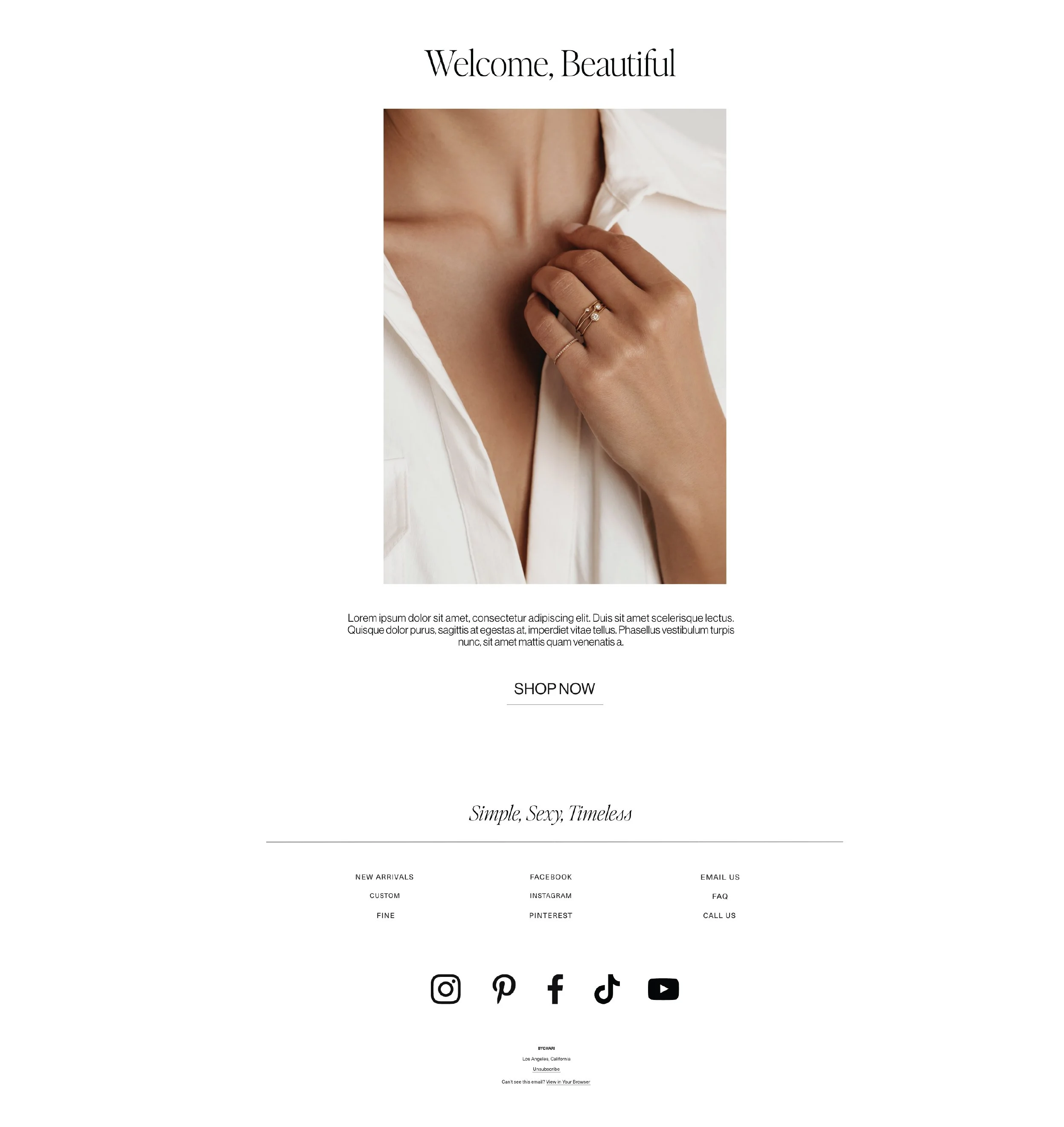 Email design for a jewelry brand.