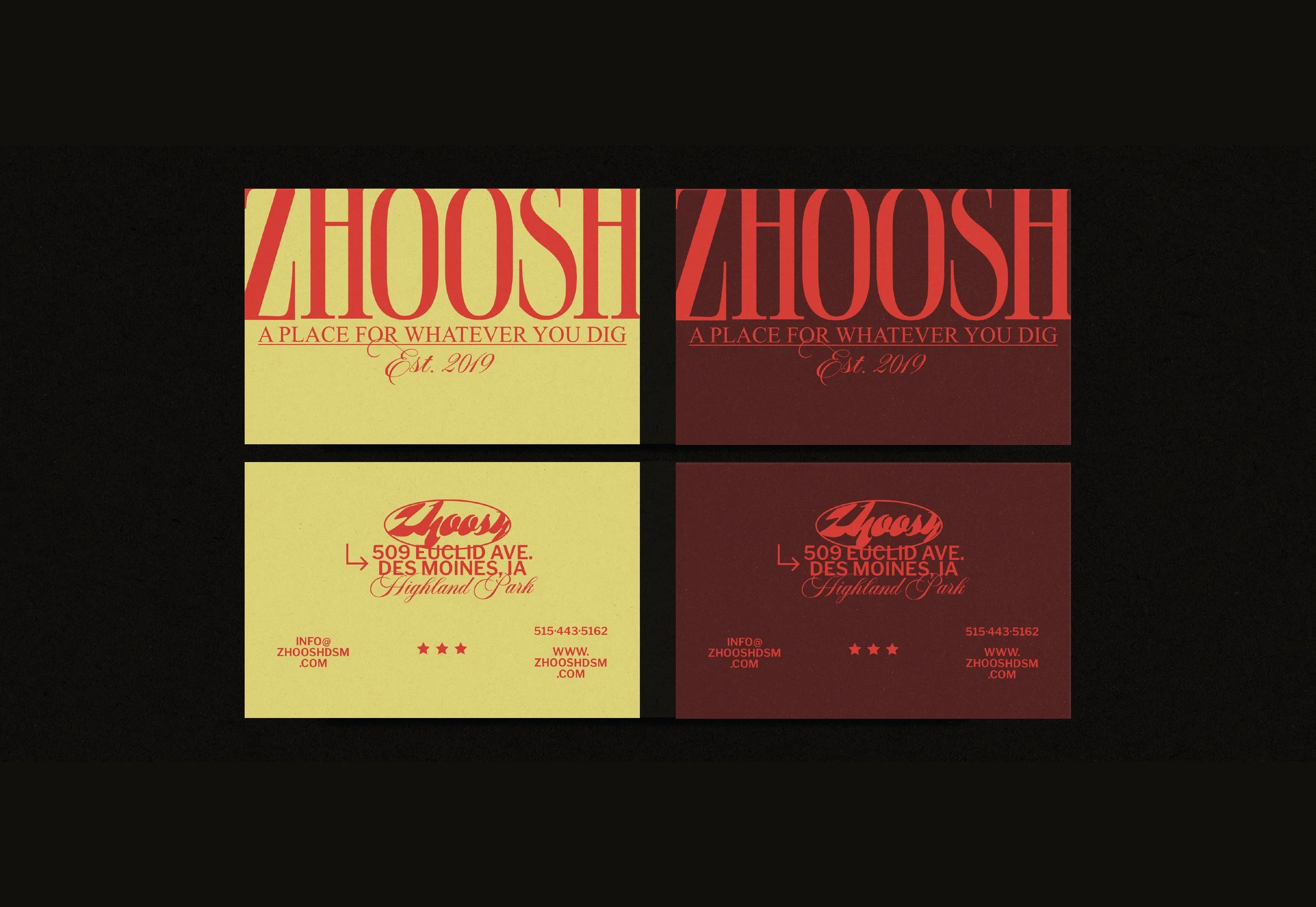 Business card design for lifestyle brand.