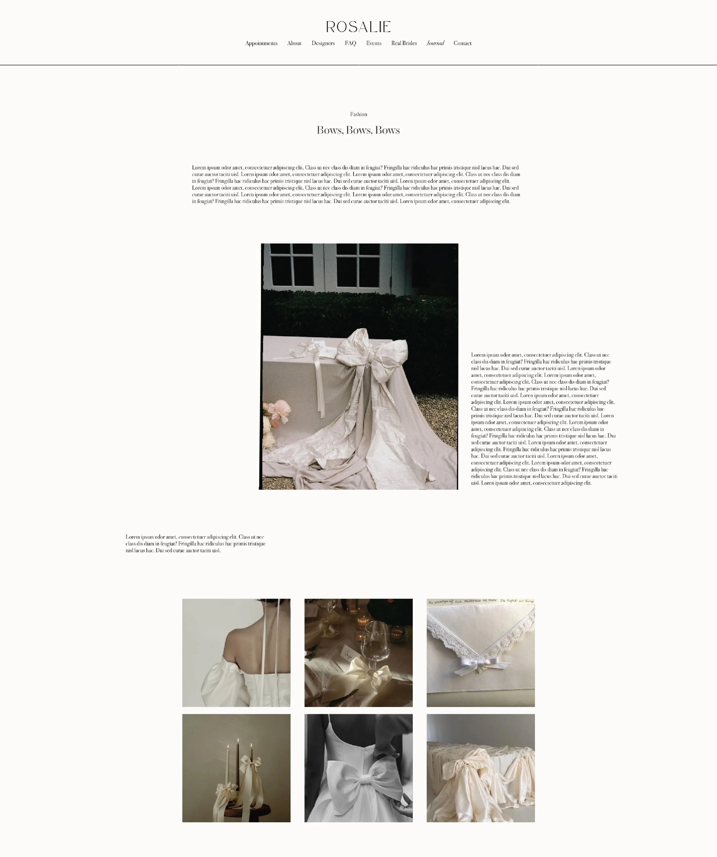 Web design for a bridal boutique.