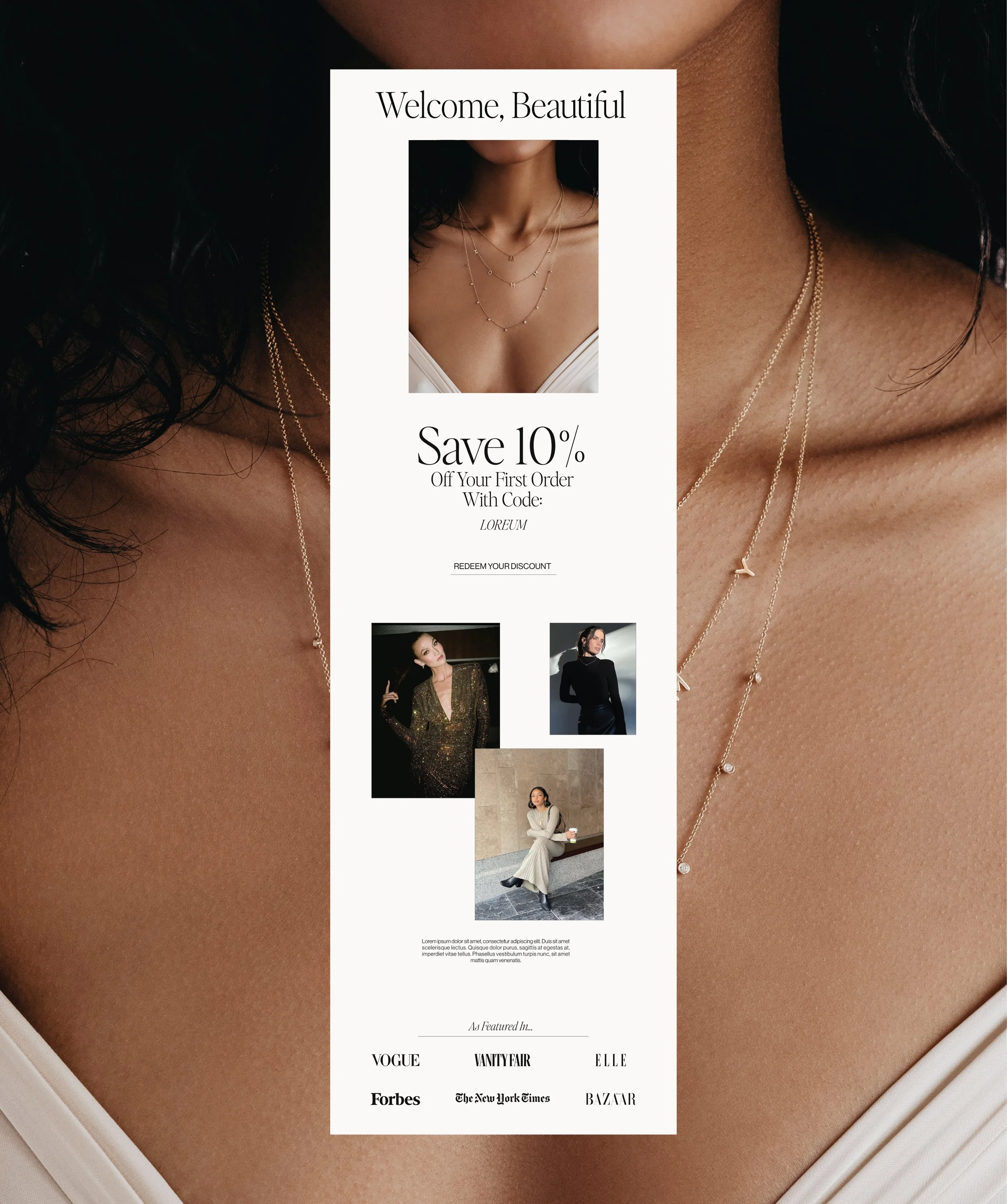Email design for a jewelry brand.