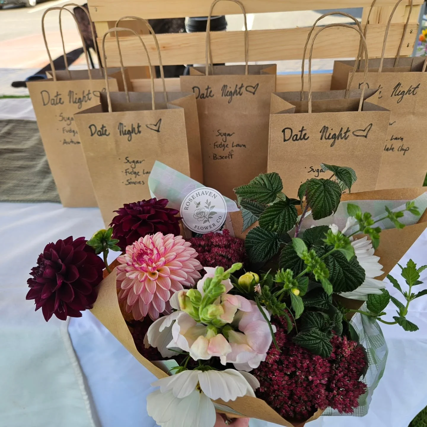 It&rsquo;s market day! 🍪💐
We&rsquo;ve got a full lineup of your favorite cookies this week, plus something extra special! Come grab a sweet treat (or a few 😉) and check out our new bundle deal with Rosehaven Flowers!

Date Night Bundle!
Get a beau
