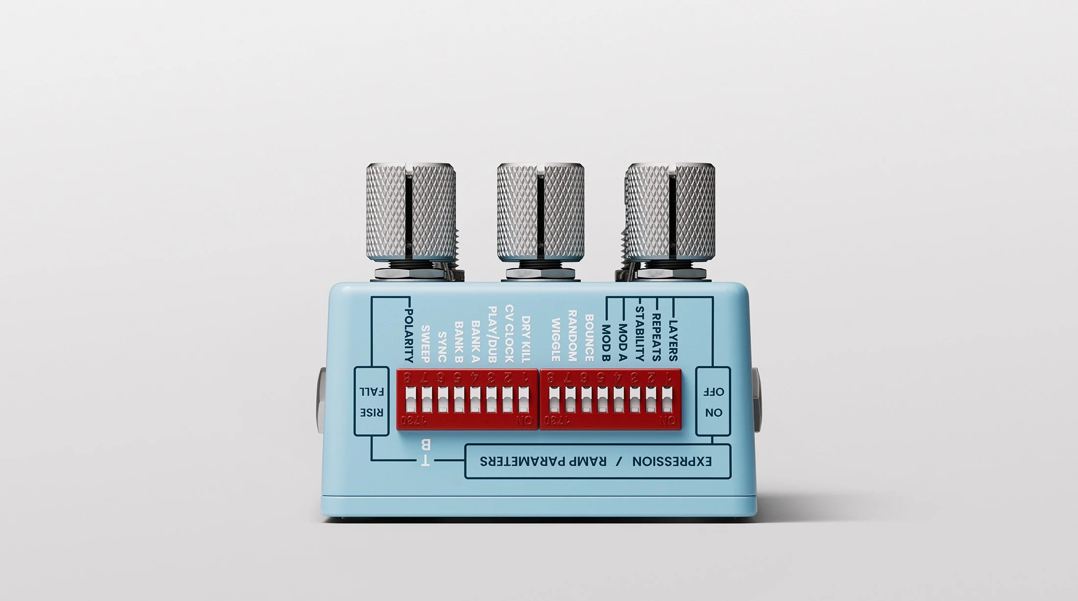 Dip switches on the blooper effects pedal by Chase Bliss.