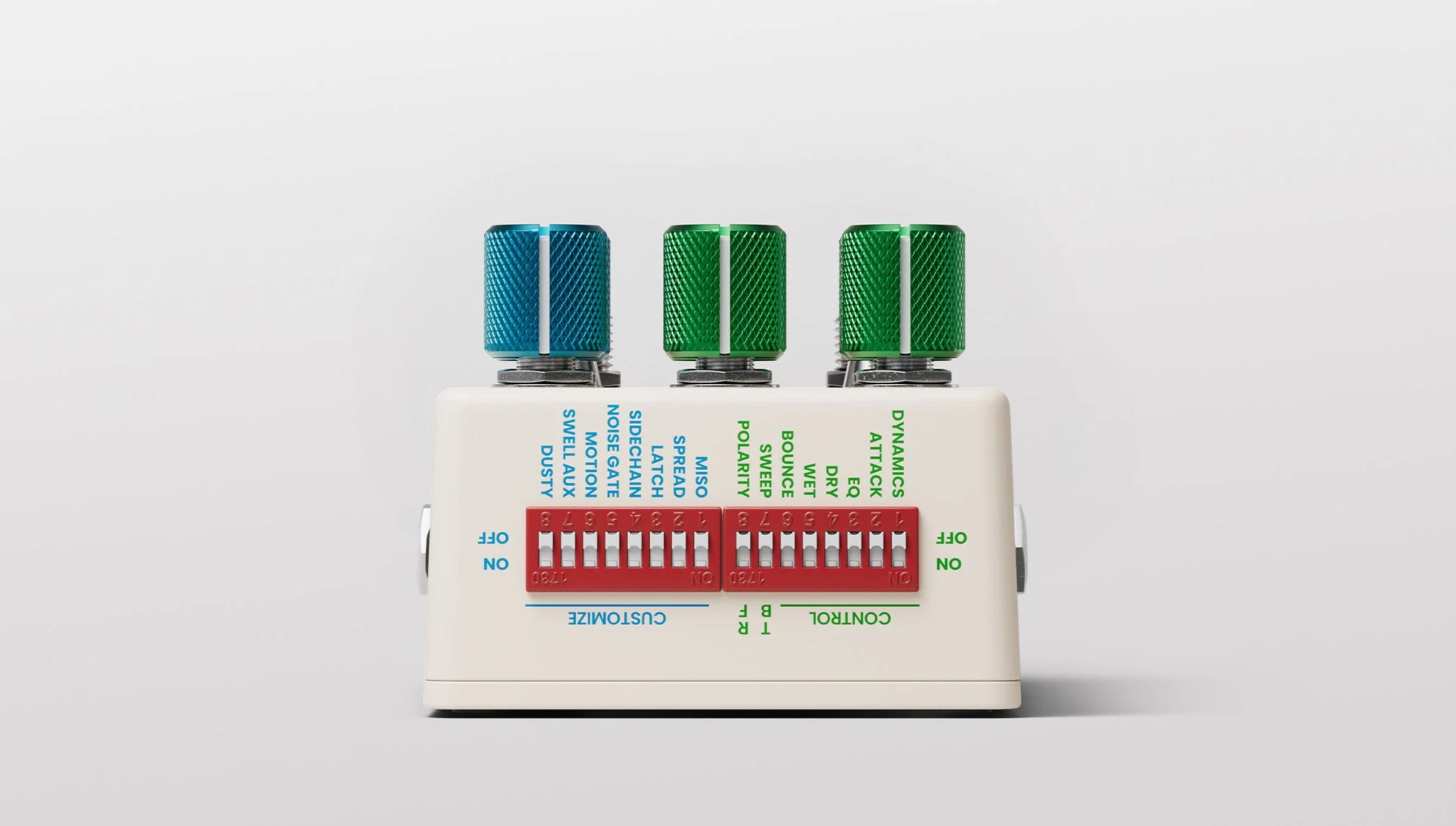 Dipswitch view of the Clean compressor effects pedal by Chase Bliss.