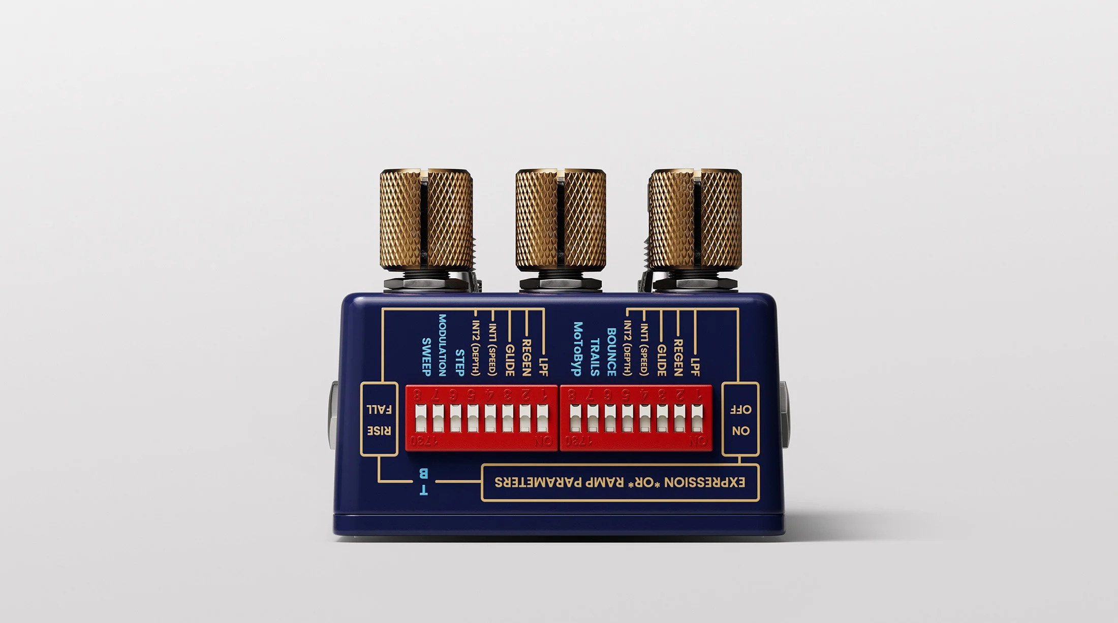 Dip switches on the Thermae effects pedal.