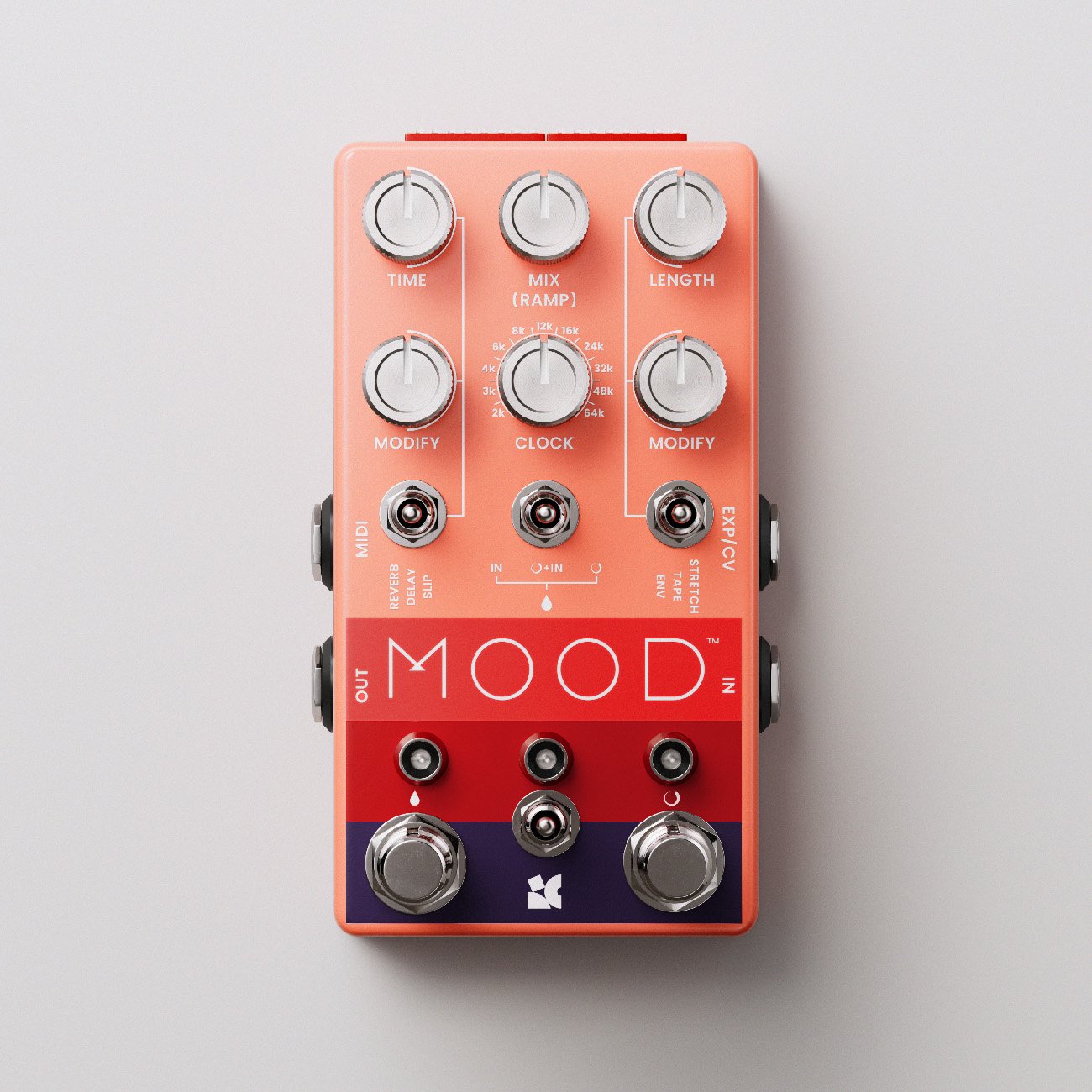 Front facing image of Mood, an effects pedal by Chase Bliss.