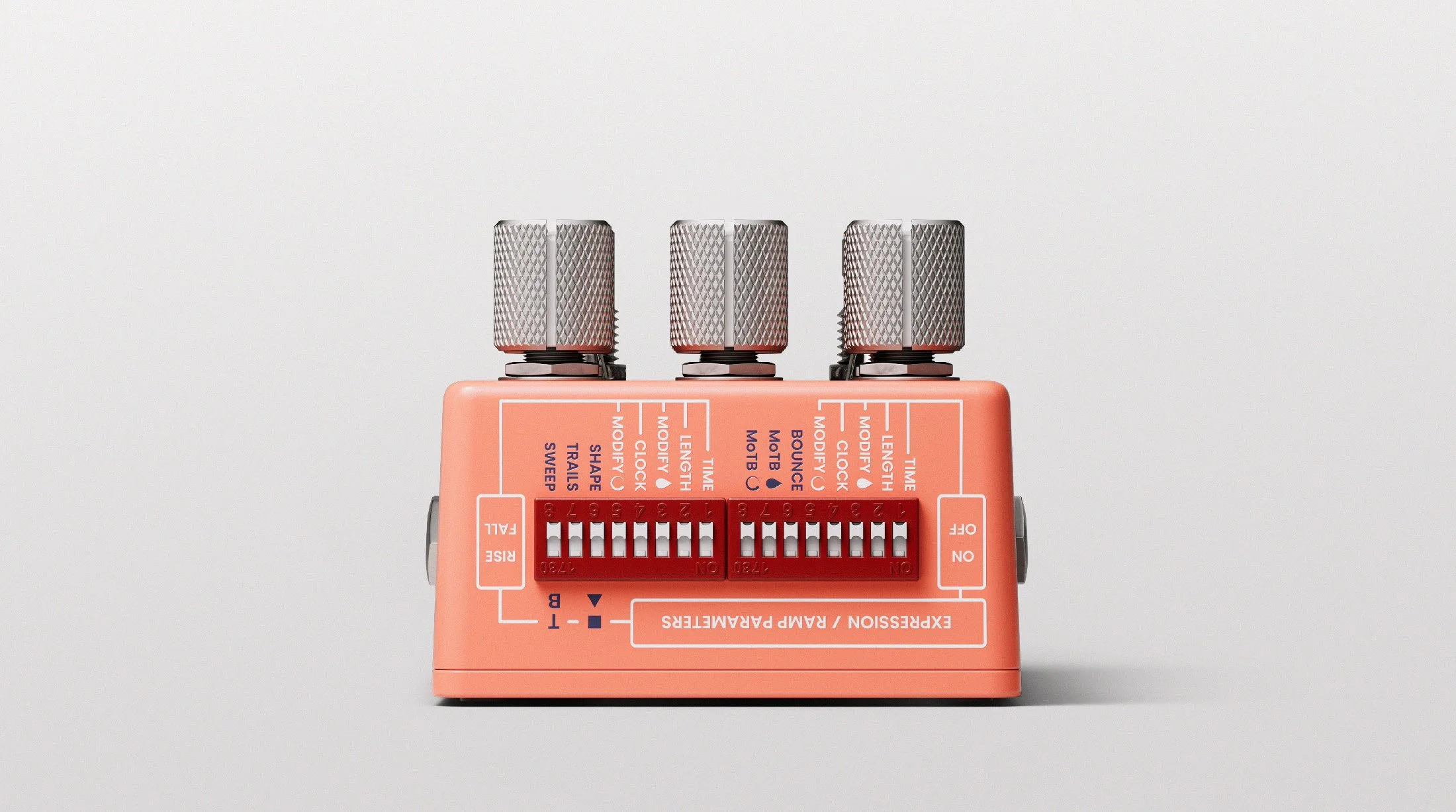 Dip switches on the Mood effects pedal.