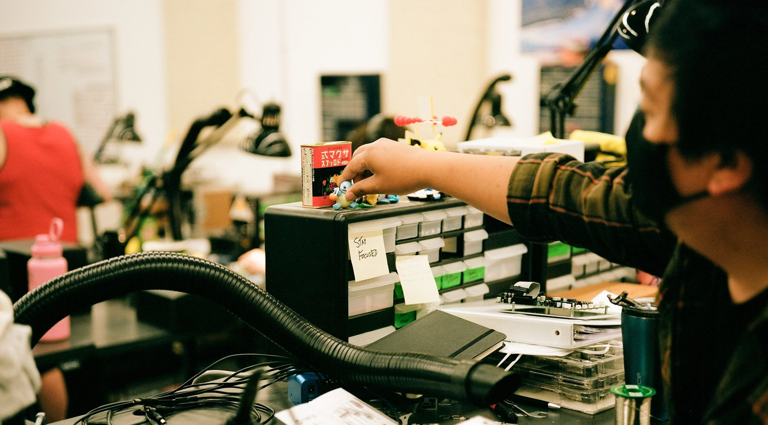 Workstation for effects pedal assembly.
