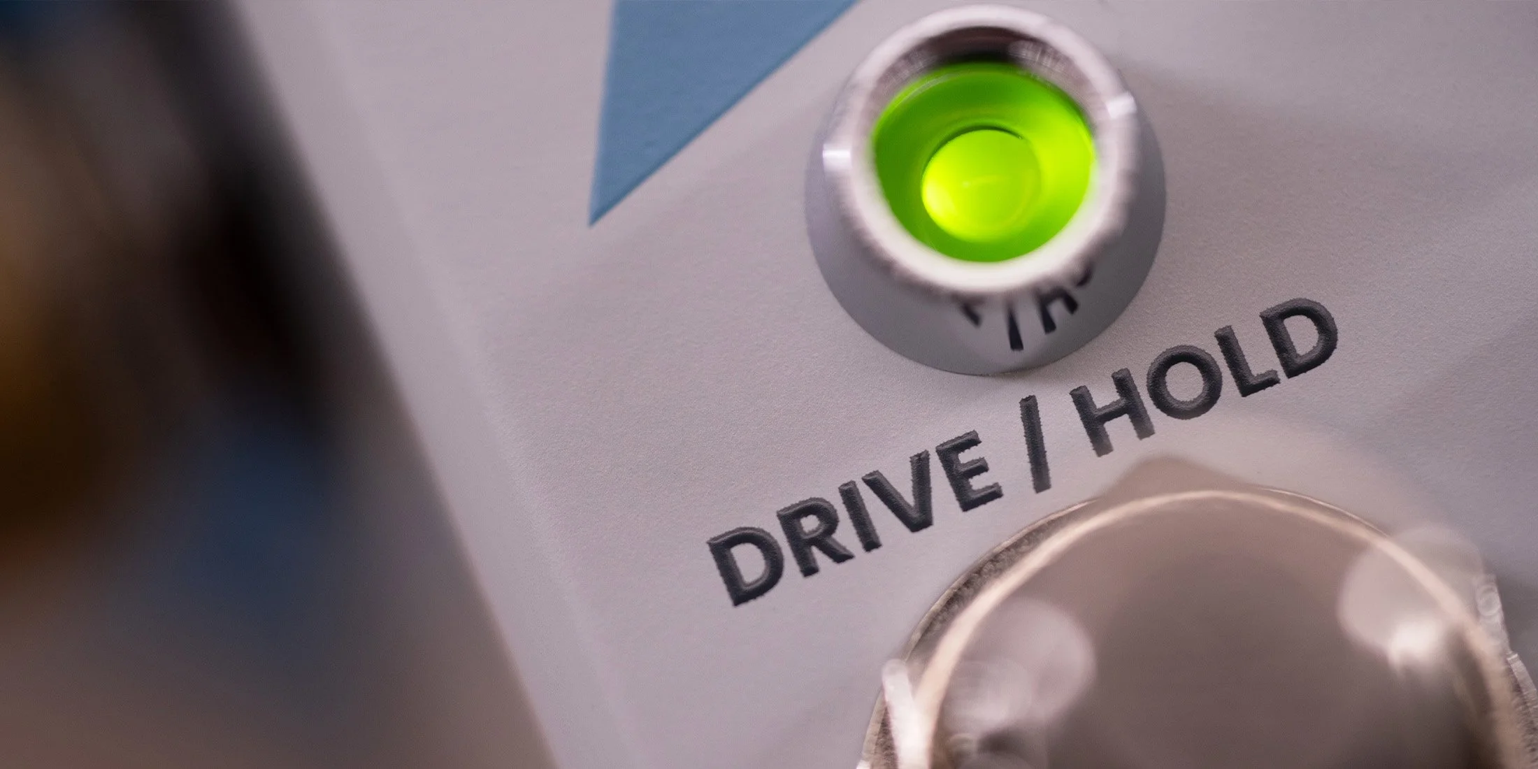 Close up of the Condor HiFi effects pedal from Chase Bliss, showing the Drive / Hold footswitch.