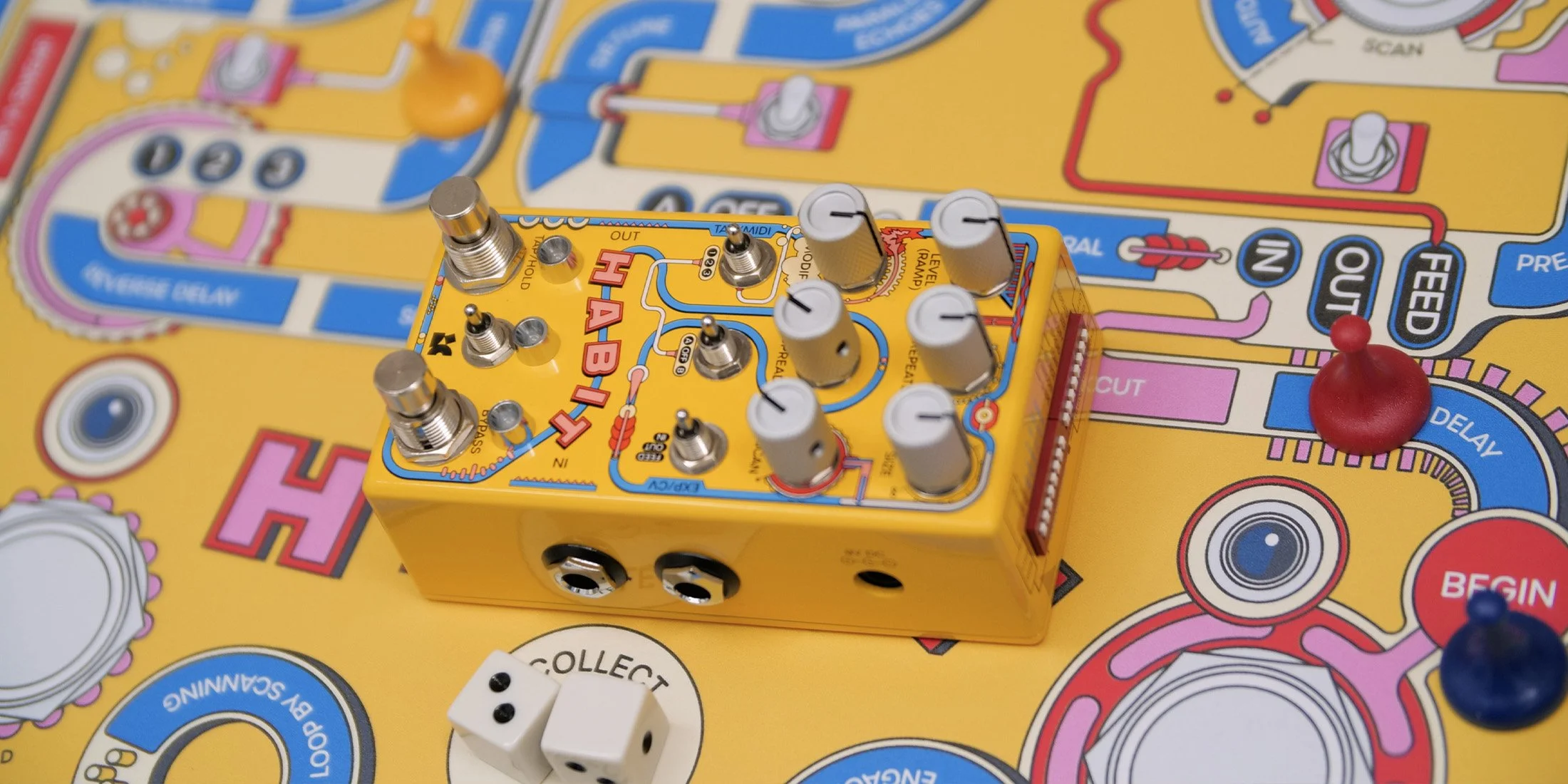 Habit pedal on a colorful game board.