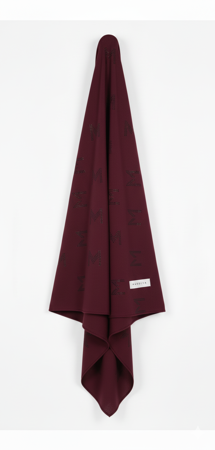 RHINESTONE HIJAB - DARK CHERRY