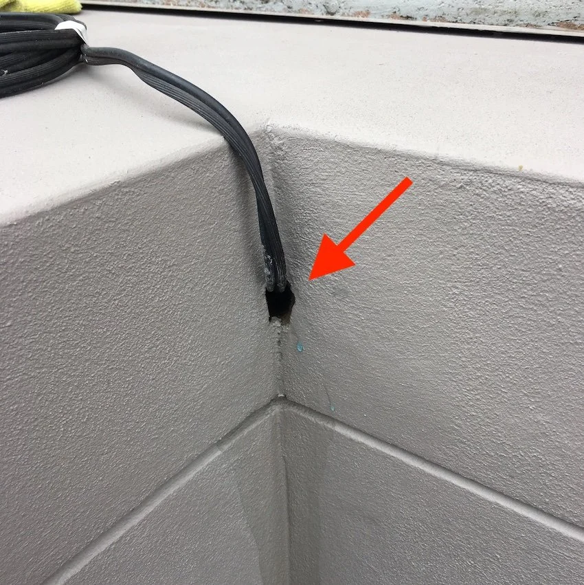 Site B - Unsealed penetration here