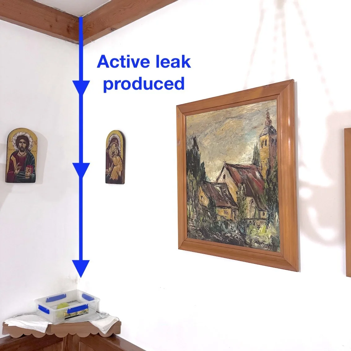 Site F - Active leak produced after Flood test