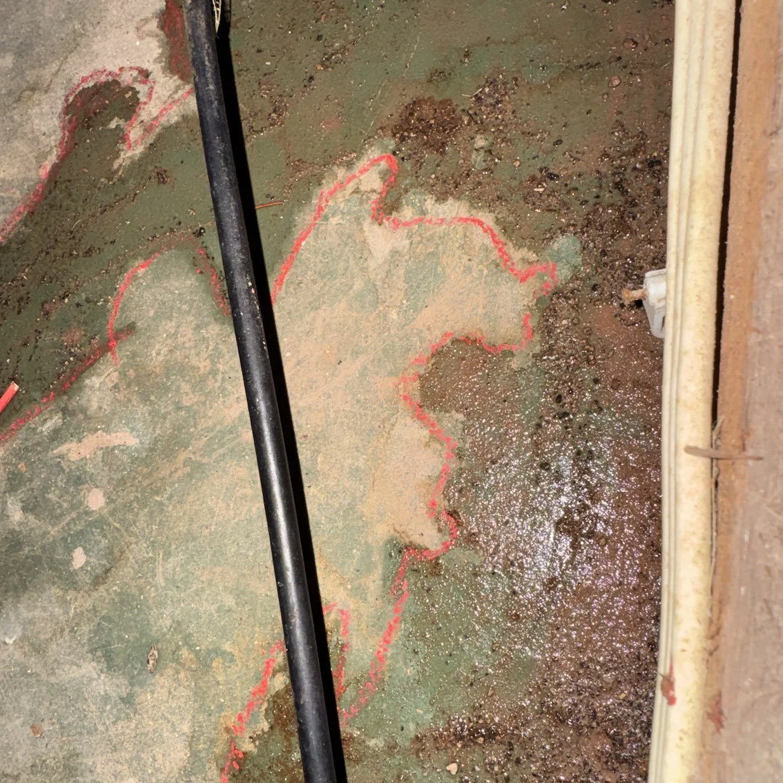 Site D - Water pooling on internal slab 