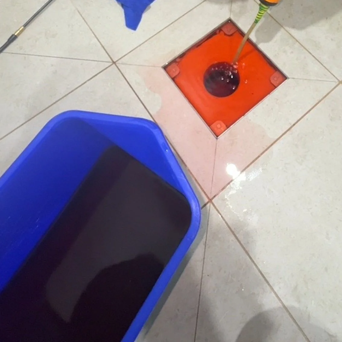 Site I - Dye testing shower drainage