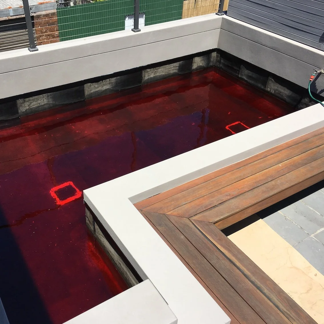Site H - 48hr Dye test of new waterproofing