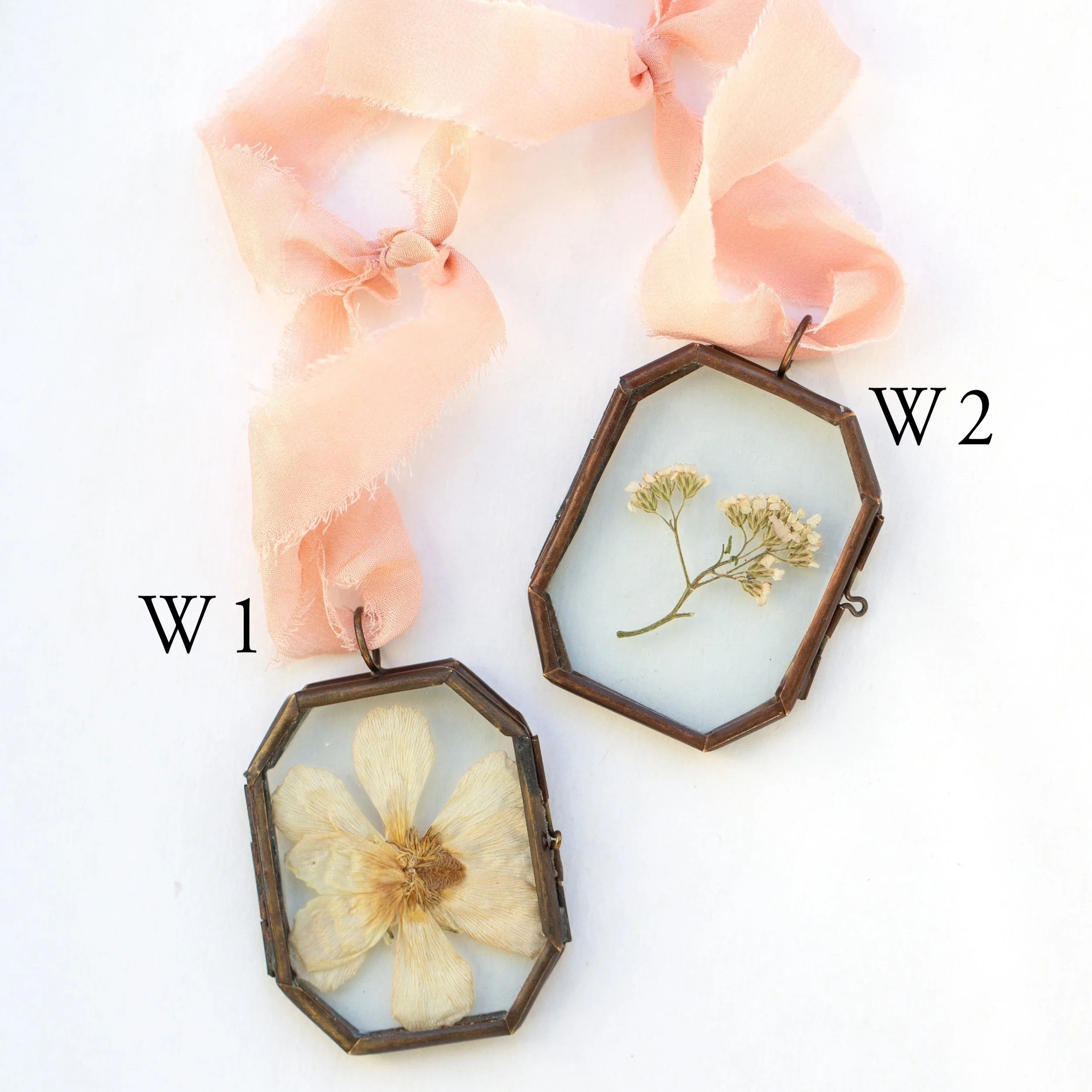 Vintage Glass Locket Ornament - Warm Rose Silk
