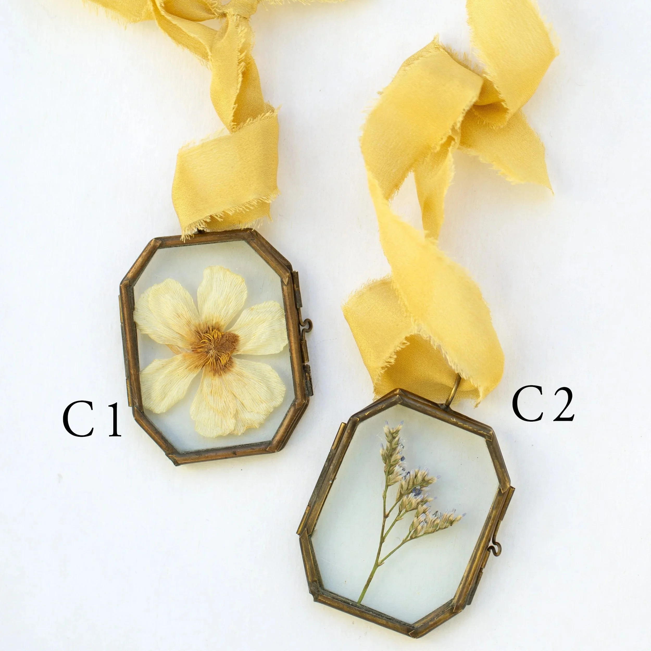 Vintage Glass Locket Ornament - Chartreuse Silk