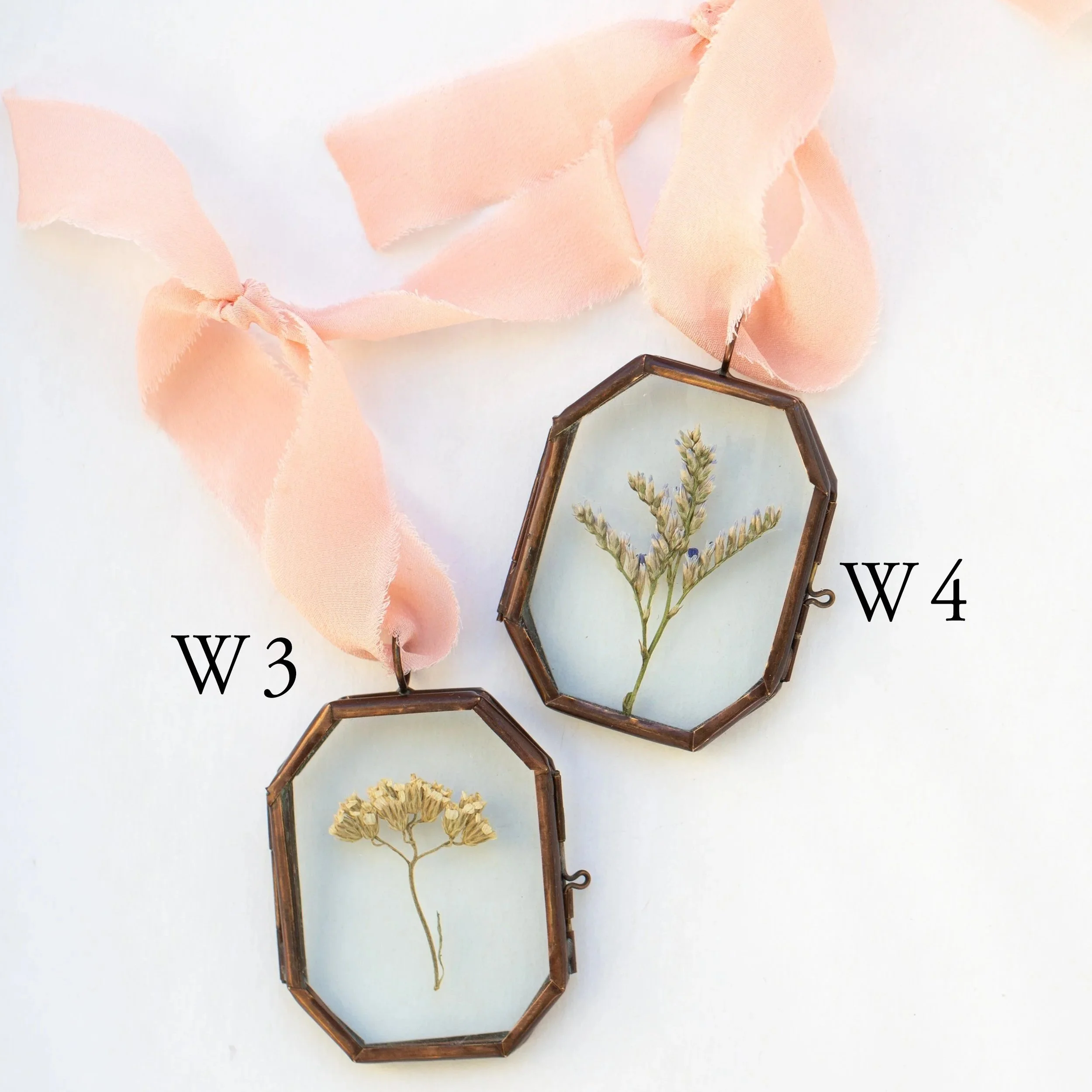 Vintage Glass Locket Ornament - Warm Rose Silk