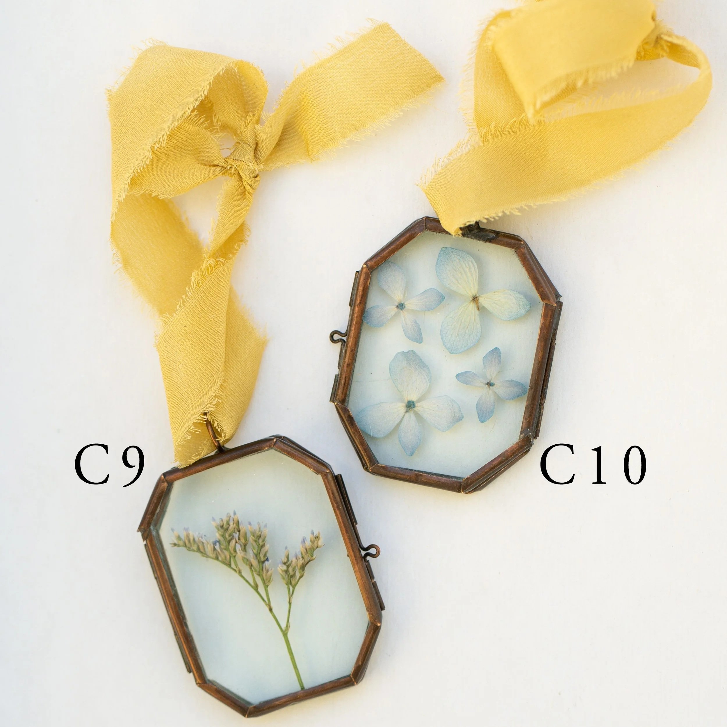 Vintage Glass Locket Ornament - Chartreuse Silk