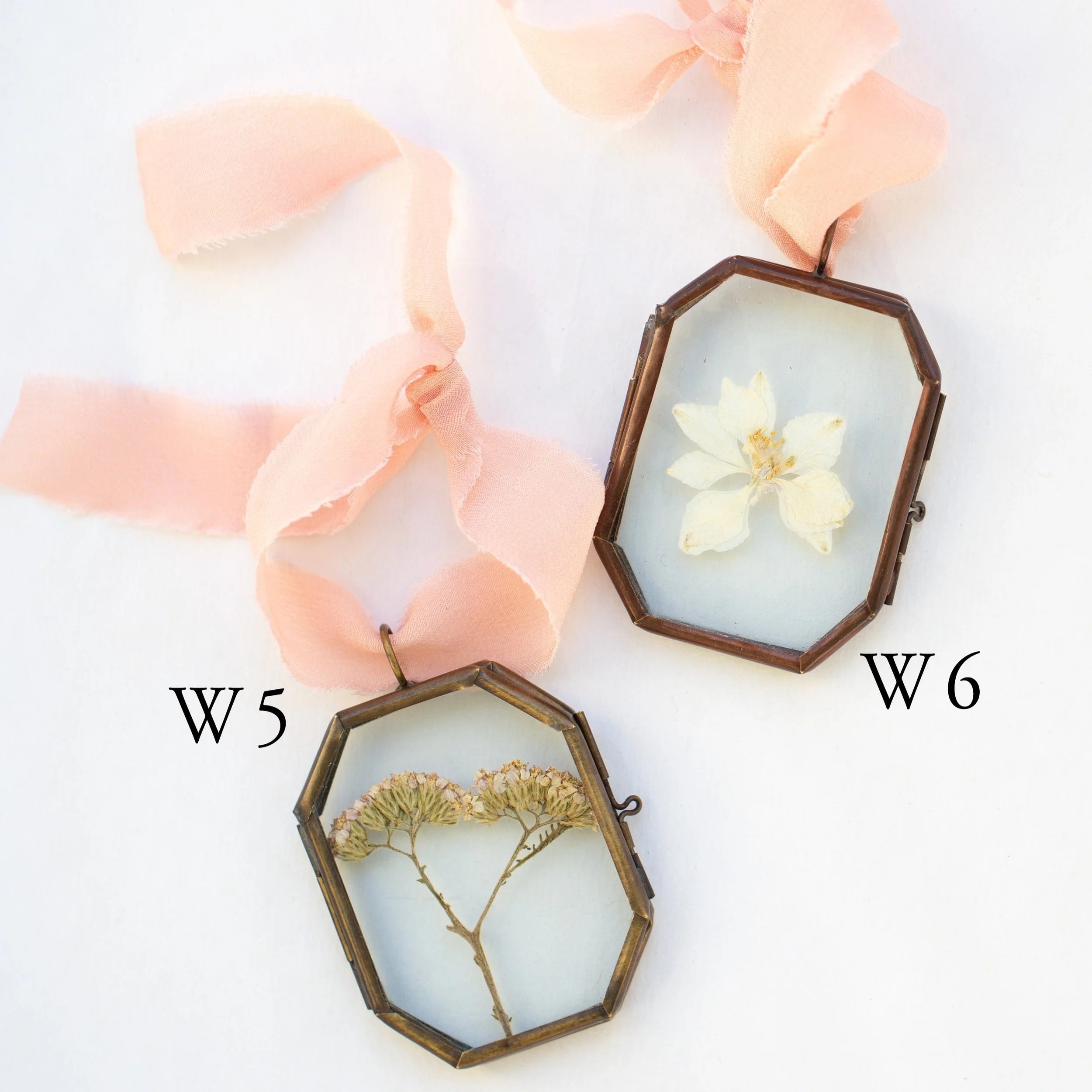 Vintage Glass Locket Ornament - Warm Rose Silk