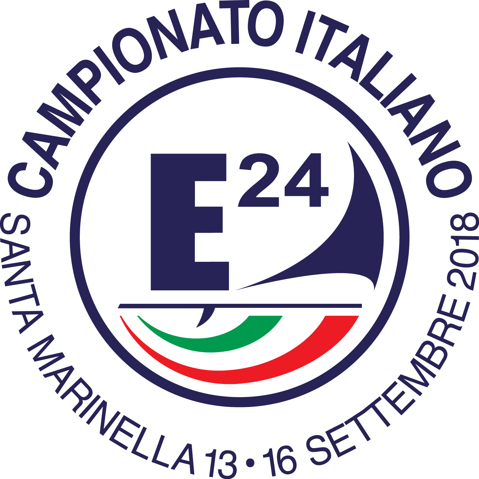Logo del Campionato Italiano Velocità in Formula 4, con testo in italiano e simbolo di un'auto da corsa stilizzata, circondato dalla bandiera italiana