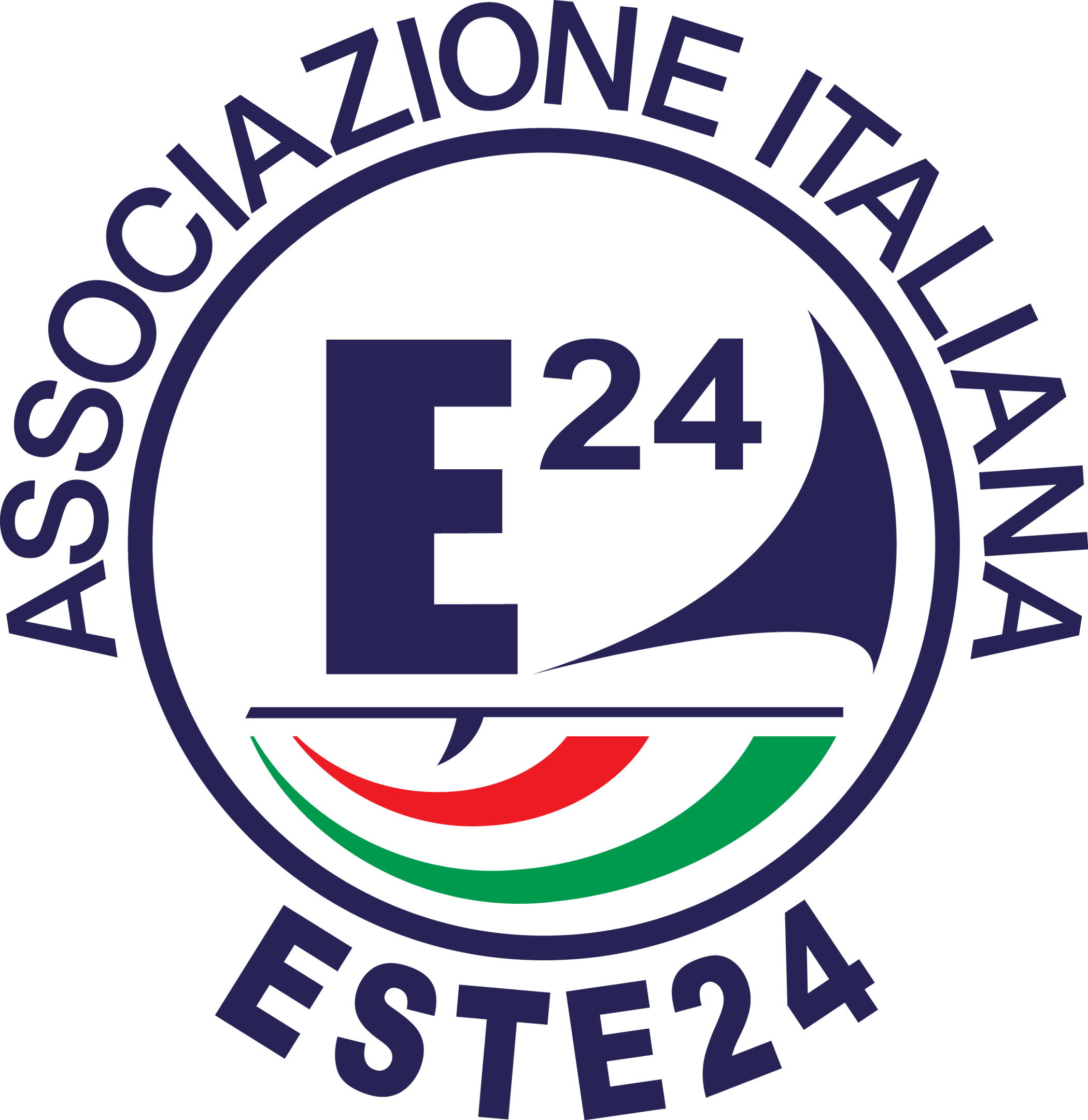 Logo dell'Automobile Club Italia con la scritta "ASSOCIAZIONE ITALIANA" e "ESTE 24", include una bandiera italiana stilizzata e un'icona di un'auto.