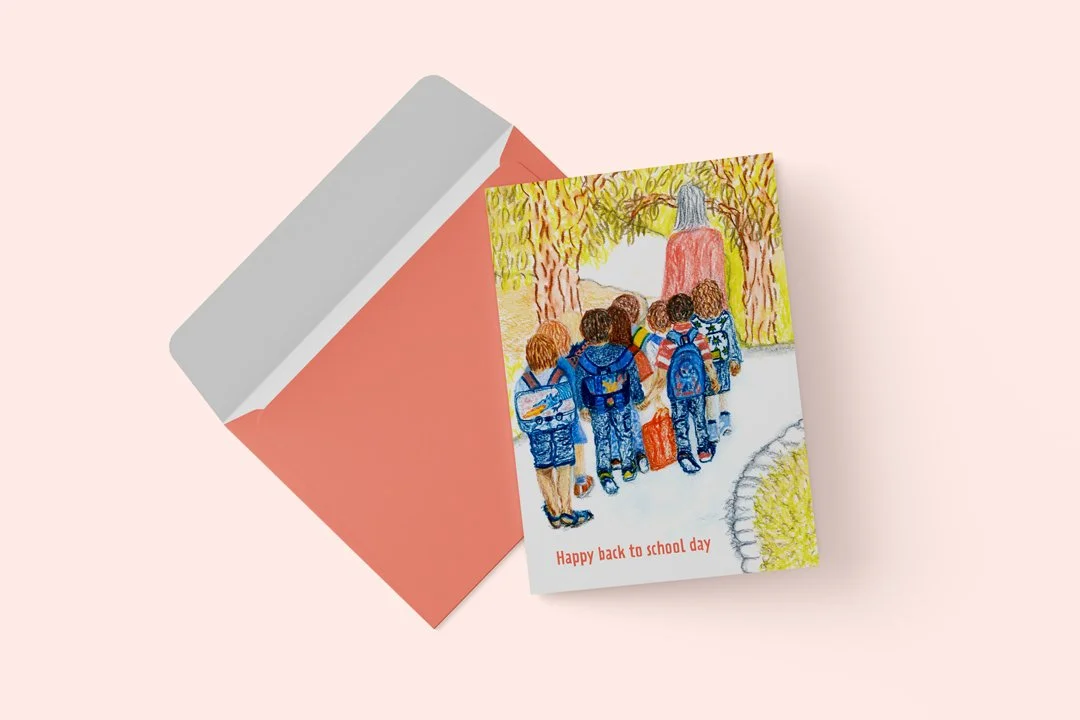 Happy back to school greetings card