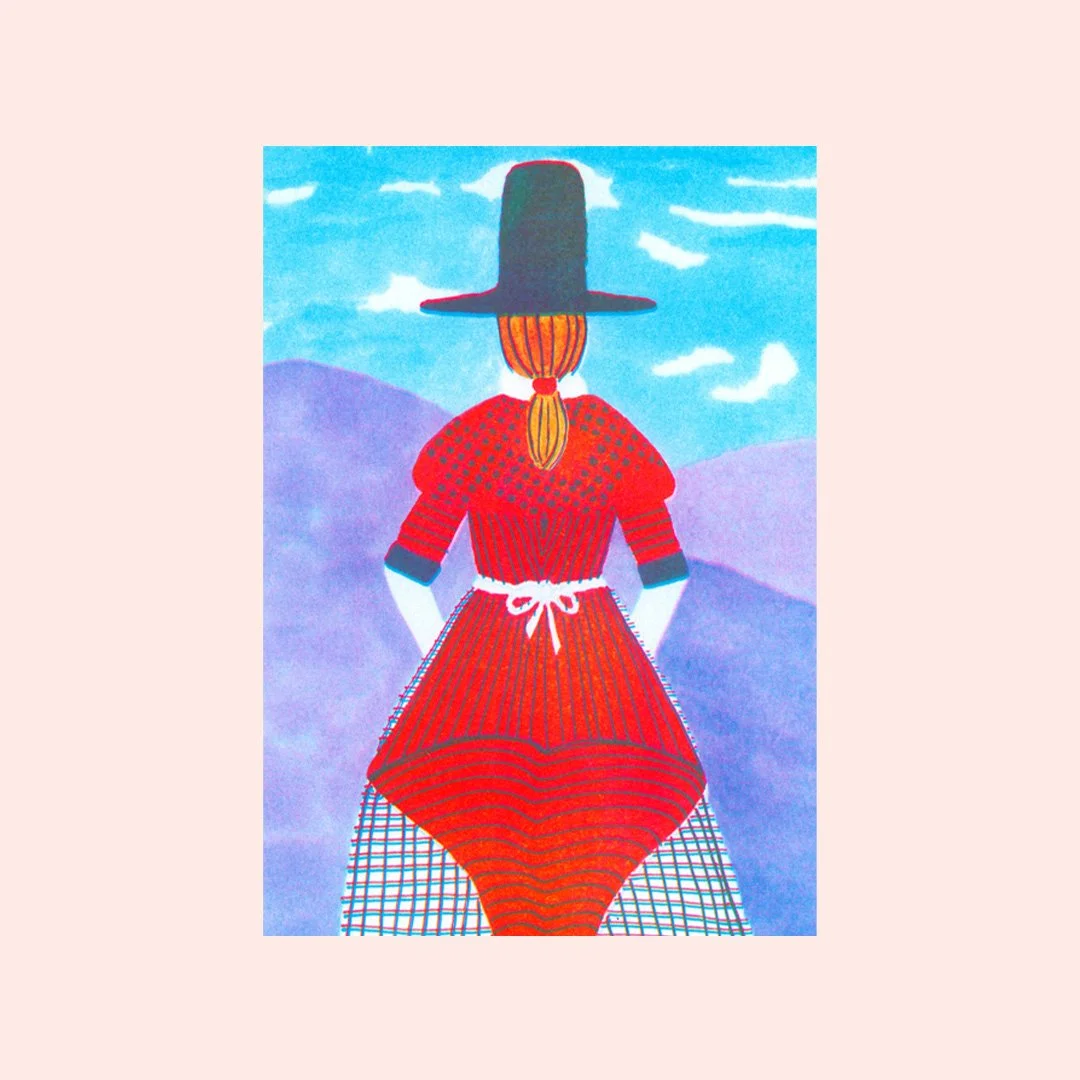 Welsh Lady Risograph A4 Art Print