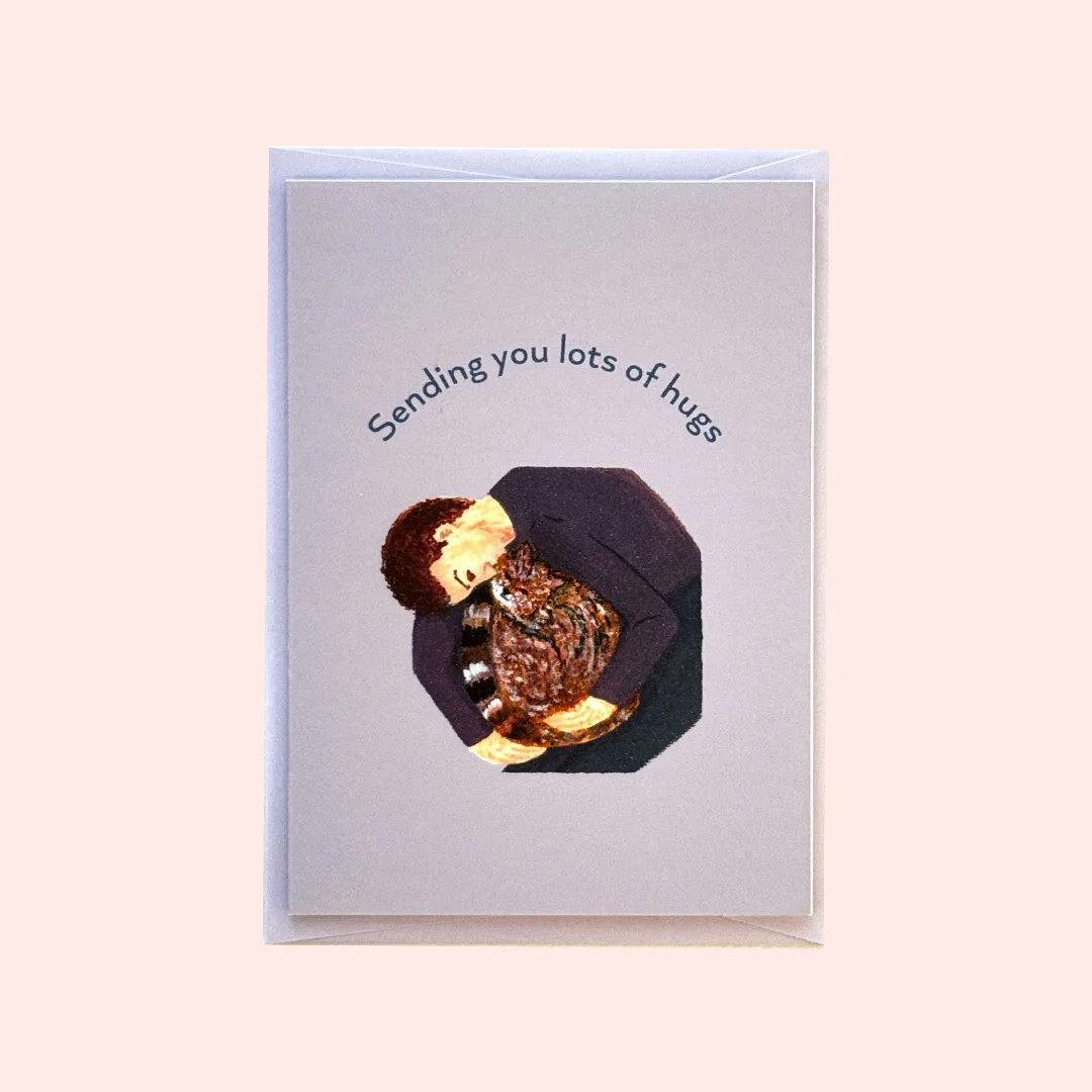 Cat Hug A6 greeting card