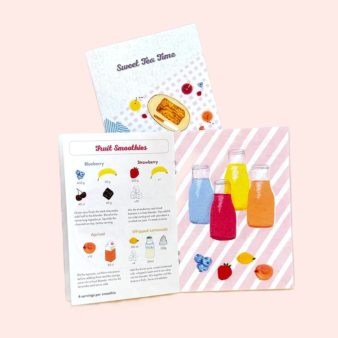 Sweet Tea Time fruit smoothies recipe card laid out