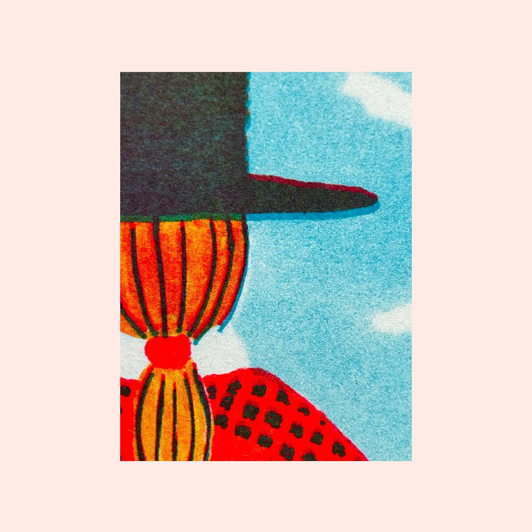 Welsh Lady risograph portrait art print by Clare Jones Paris