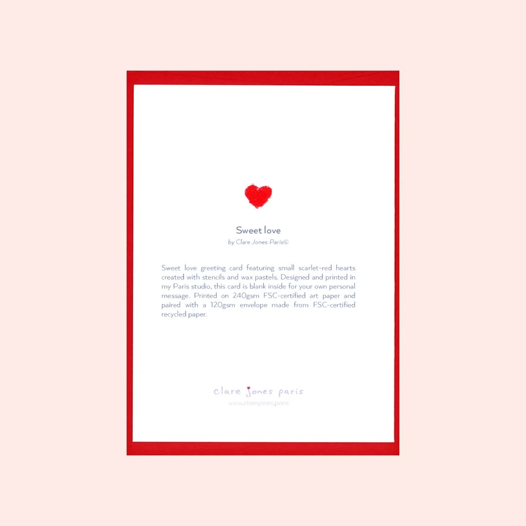 Romantic illustrated love greeting card with envelope