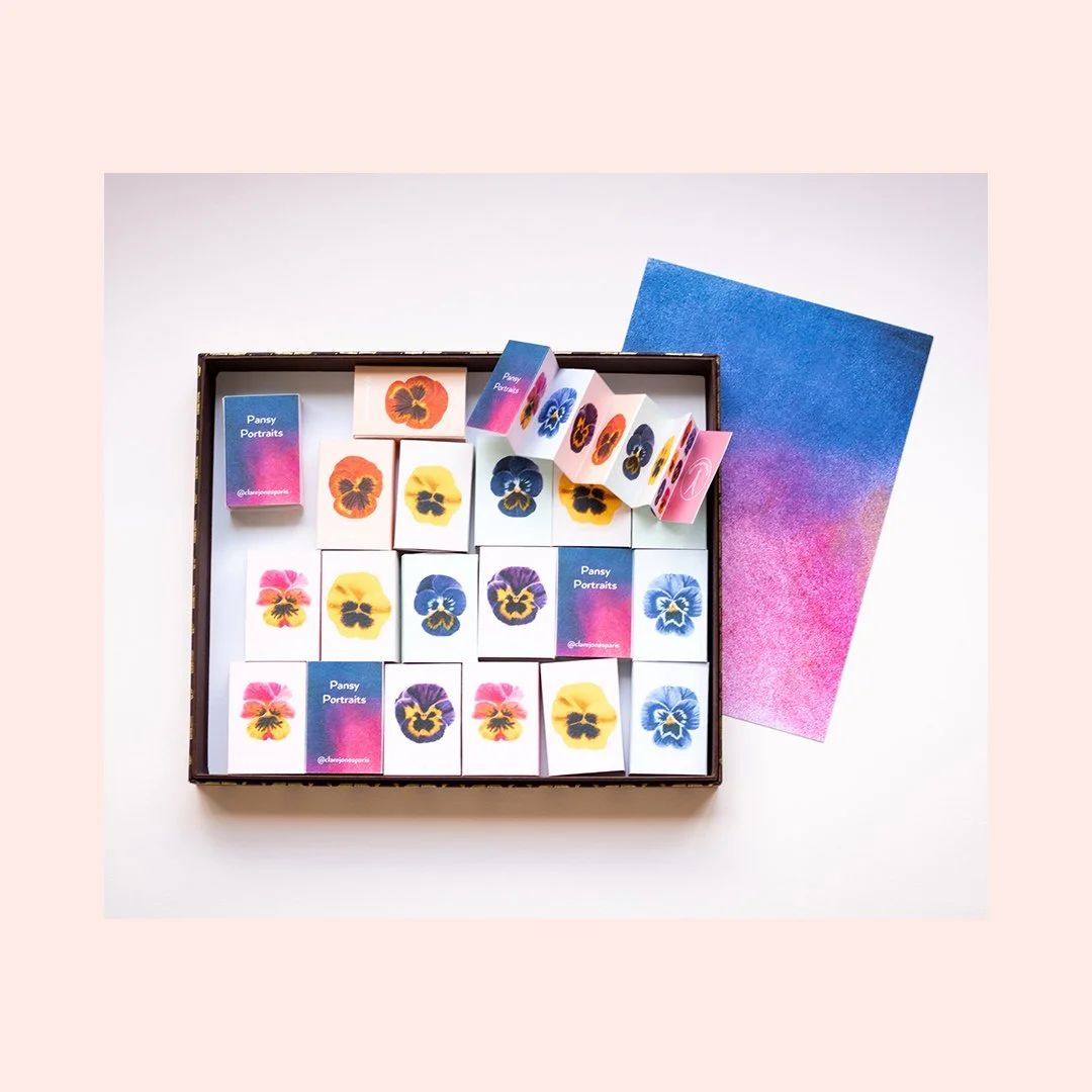 Floral illustration mini concertina artwork close-up