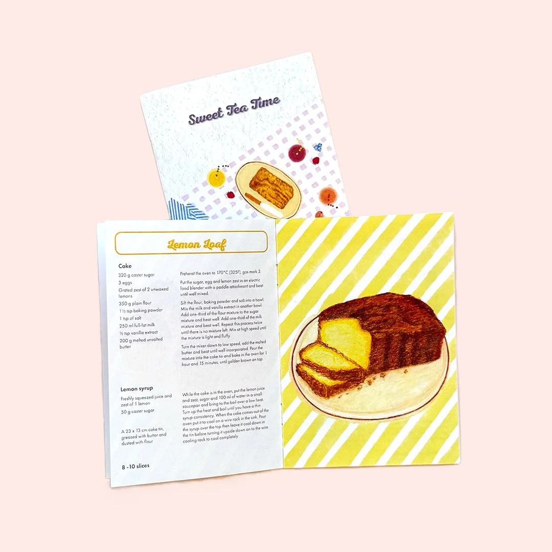 Sweet Tea Time Lemon cake recipe card laid out