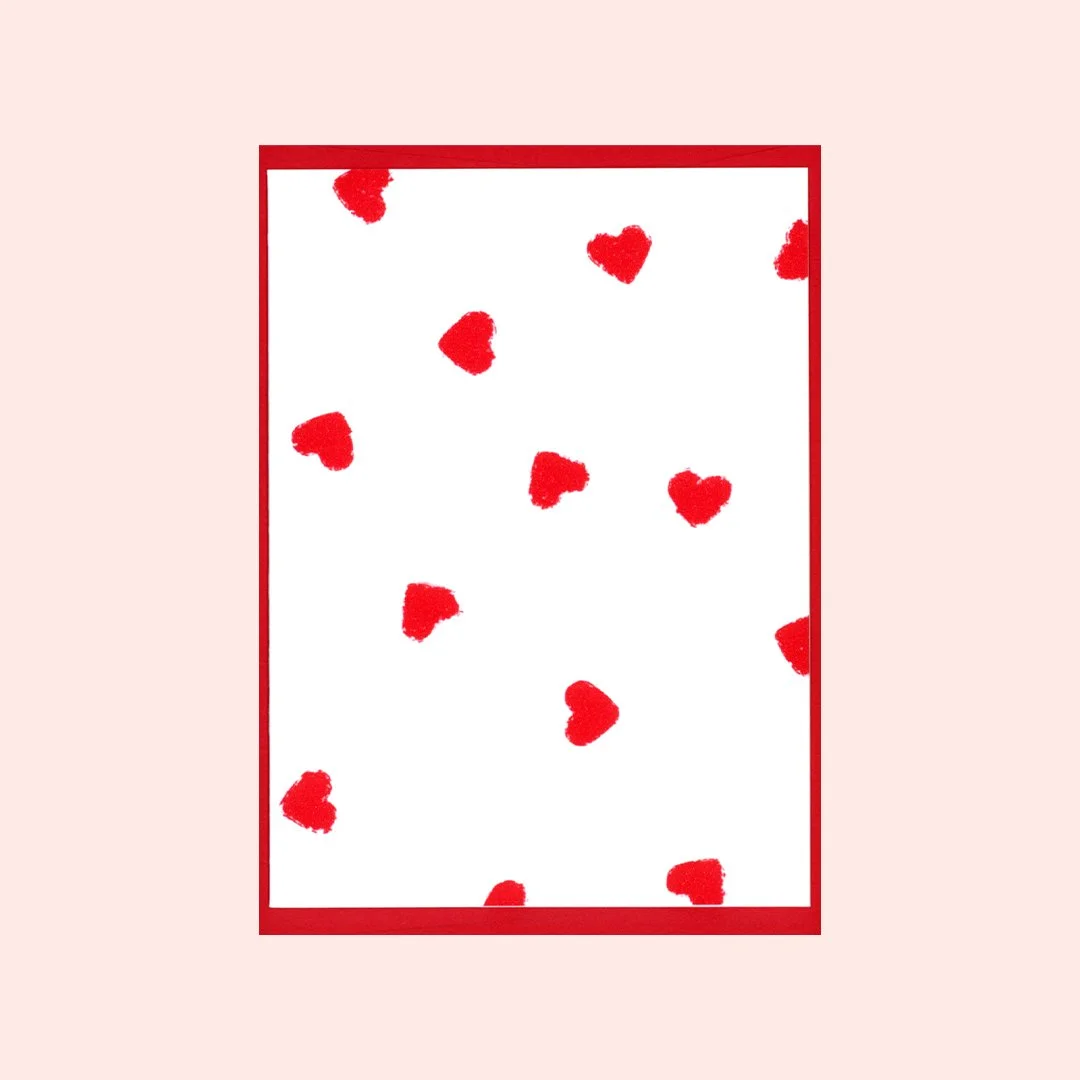Romantic illustrated love greeting card with envelope