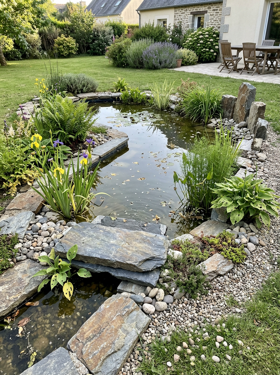 Création et aménagement de bassins de jardin sur mesure, bassins paysagers, bassins à poissons et carpes koï, installation de filtration, pompes, UV, cascades, fontaines, lagunage et plantes aquatiques, rénovation, nettoyage et entretien de bassins, 