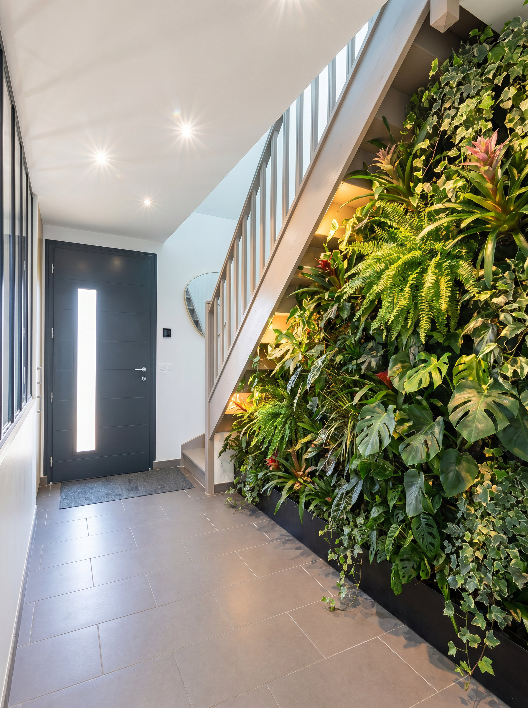 Mur végétal vivant sans entretien, plantes naturelles, végétalisation intérieure, design mur vegetal végétal, sur mesure, durable, écologique et innovant.
