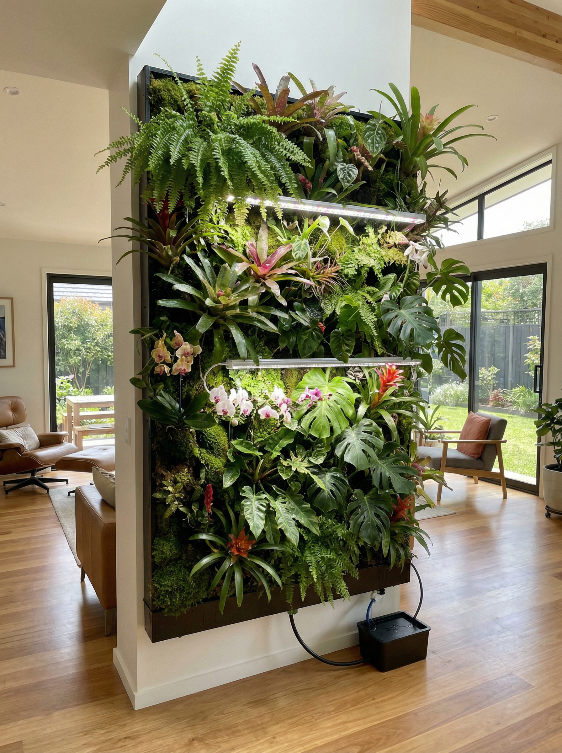 Mur végétal vivant sans entretien, plantes naturelles, végétalisation intérieure, design mur vegetal végétal, sur mesure, durable, écologique et innovant.