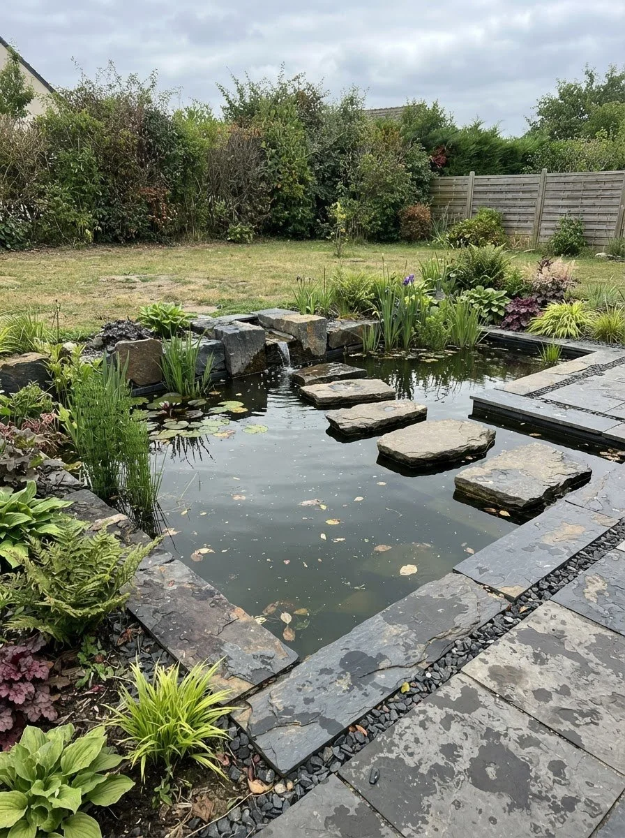 Création et aménagement de bassins de jardin sur mesure, bassins paysagers, bassins à poissons et carpes koï, installation de filtration, pompes, UV, cascades, fontaines, lagunage et plantes aquatiques, rénovation, nettoyage et entretien de bassins, 