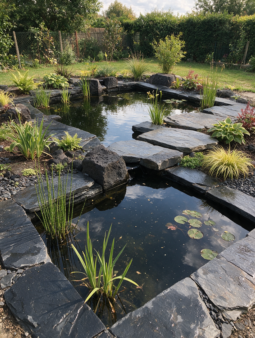 Création et aménagement de bassins de jardin sur mesure, bassins paysagers, bassins à poissons et carpes koï, installation de filtration, pompes, UV, cascades, fontaines, lagunage et plantes aquatiques, rénovation, nettoyage et entretien de bassins, 
