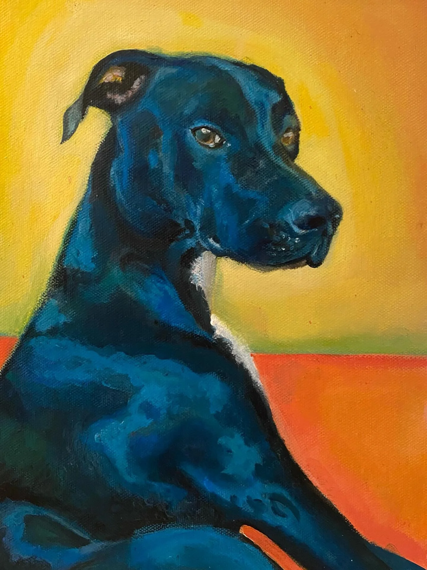 Otis the bull lurcher, A4 canvas panel ❤️