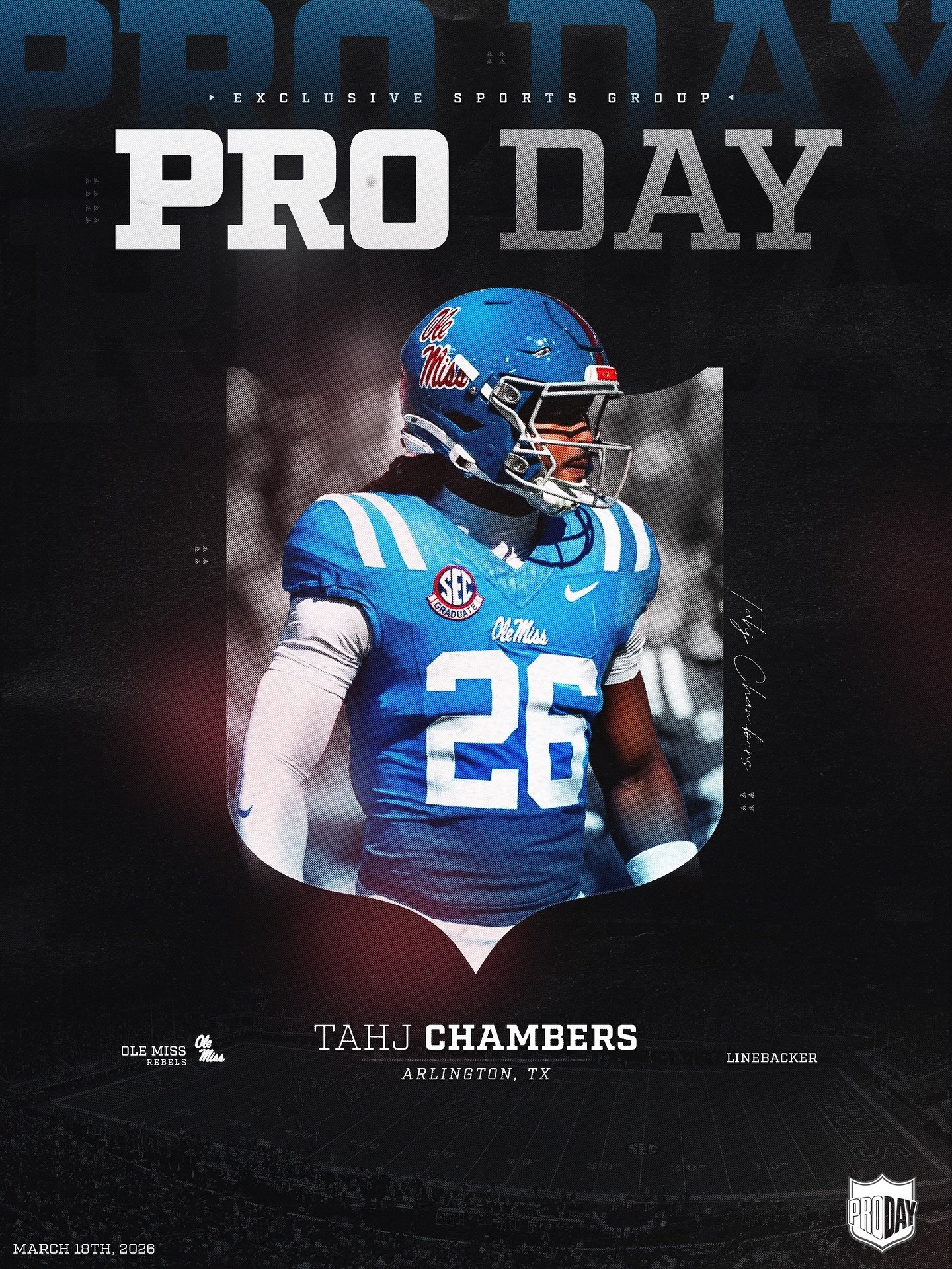 Good luck to our guy&nbsp;@tahj.jchambers on his Pro Day today 🔥&nbsp;#BeExclusive