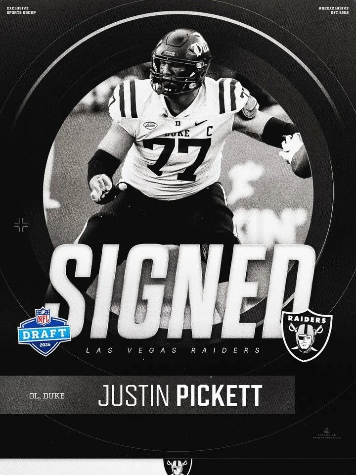 Congratulations to our guy Justin Pickett on signing with the Las Vegas Raiders ✍️ #BeExclusive &bull; @justinpickett_