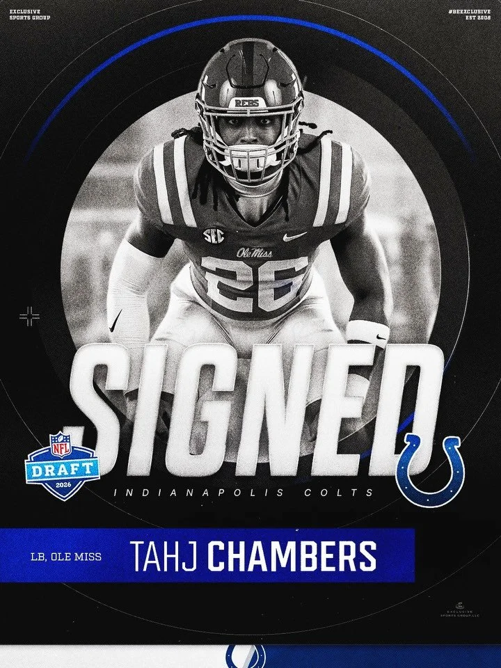 Congratulations to our guy Tahj Chambers on signing with the Indianapolis Colts ✍️ #BeExclusive &bull; @tahj.jchambers