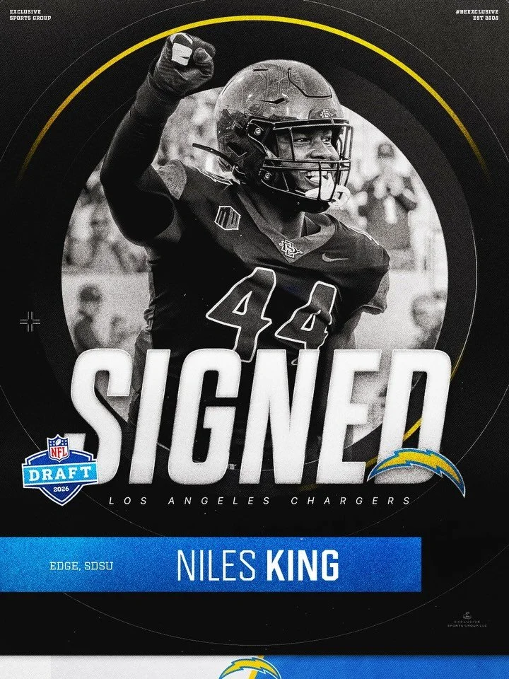Congratulations to our guy Niles King on signing with the Los Angeles Chargers ✍️ #BeExclusive &bull; @nilesk_